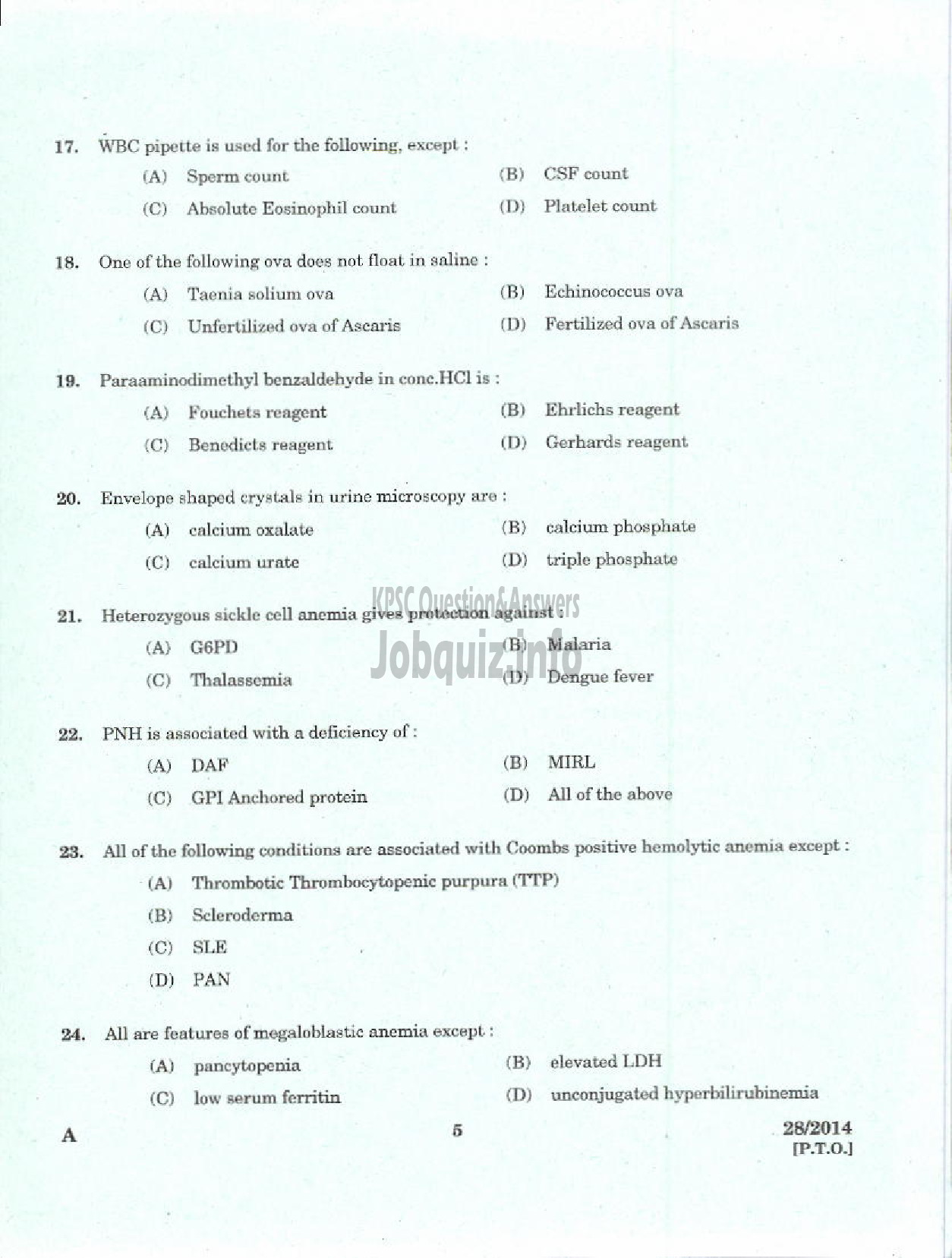 Kerala PSC Question Paper - TUTOR TECHNICIAN MEDICAL EDUCATION-3