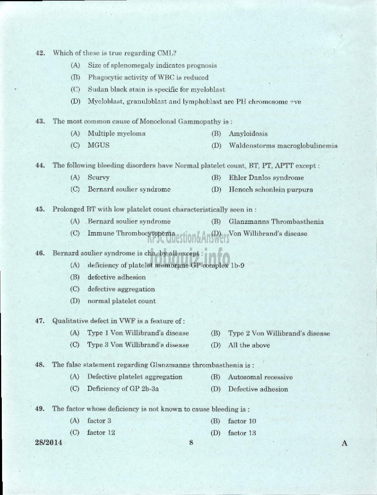 Kerala PSC Question Paper - TUTOR TECHNICIAN MEDICAL EDUCATION-6