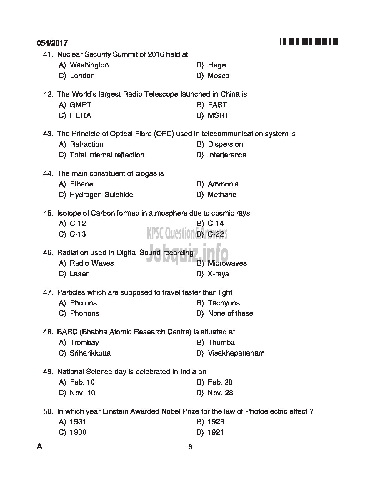 Kerala PSC Question Paper - TYPIST KFDC CONFIDENTIAL ASSISTANT GRADE II VARIOUS QUESTION PAPER-8