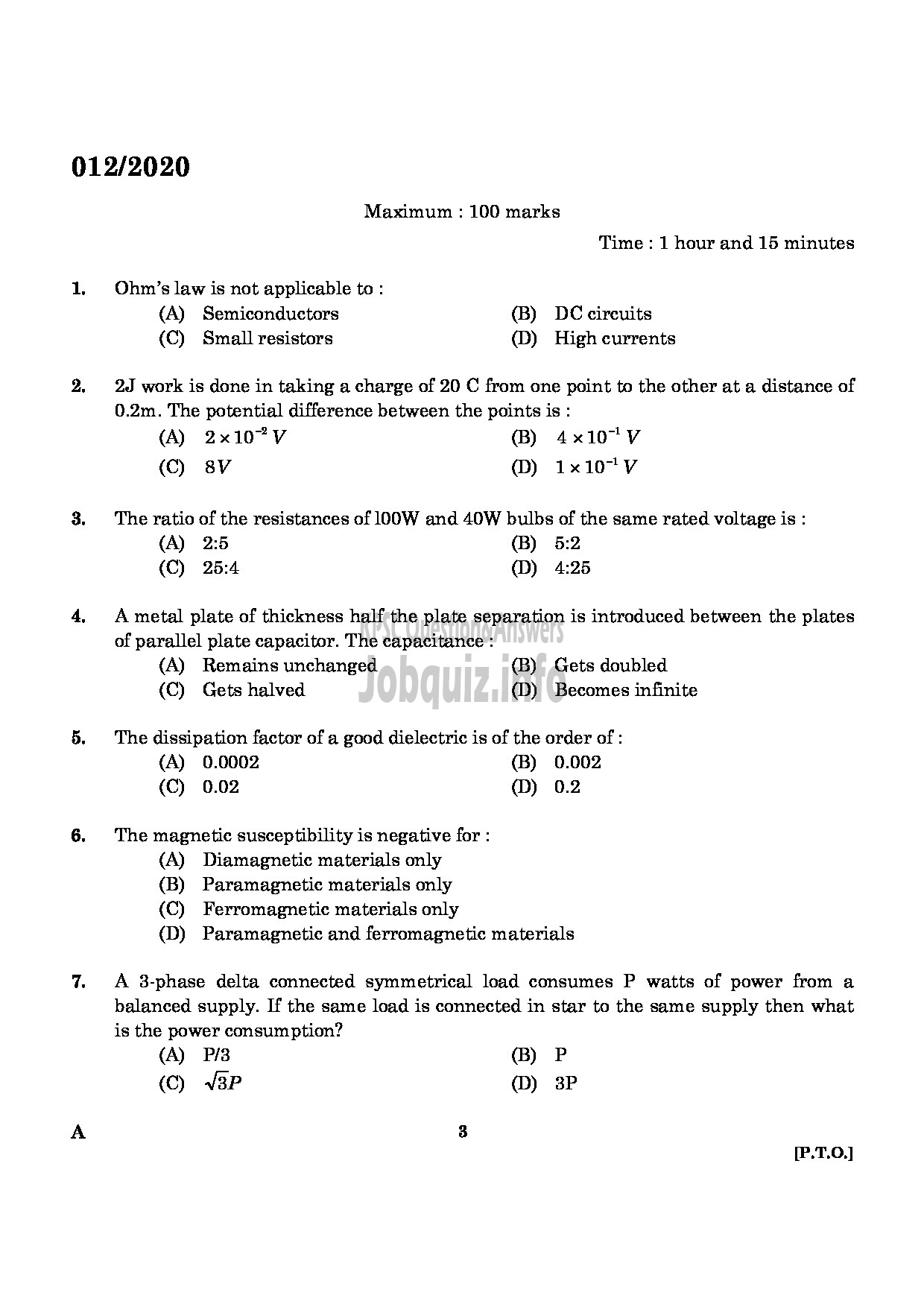 Kerala PSC Question Paper - Technical Superintendent (Engineering) Kerala Co operative Milk Marketing Federation Limited-1