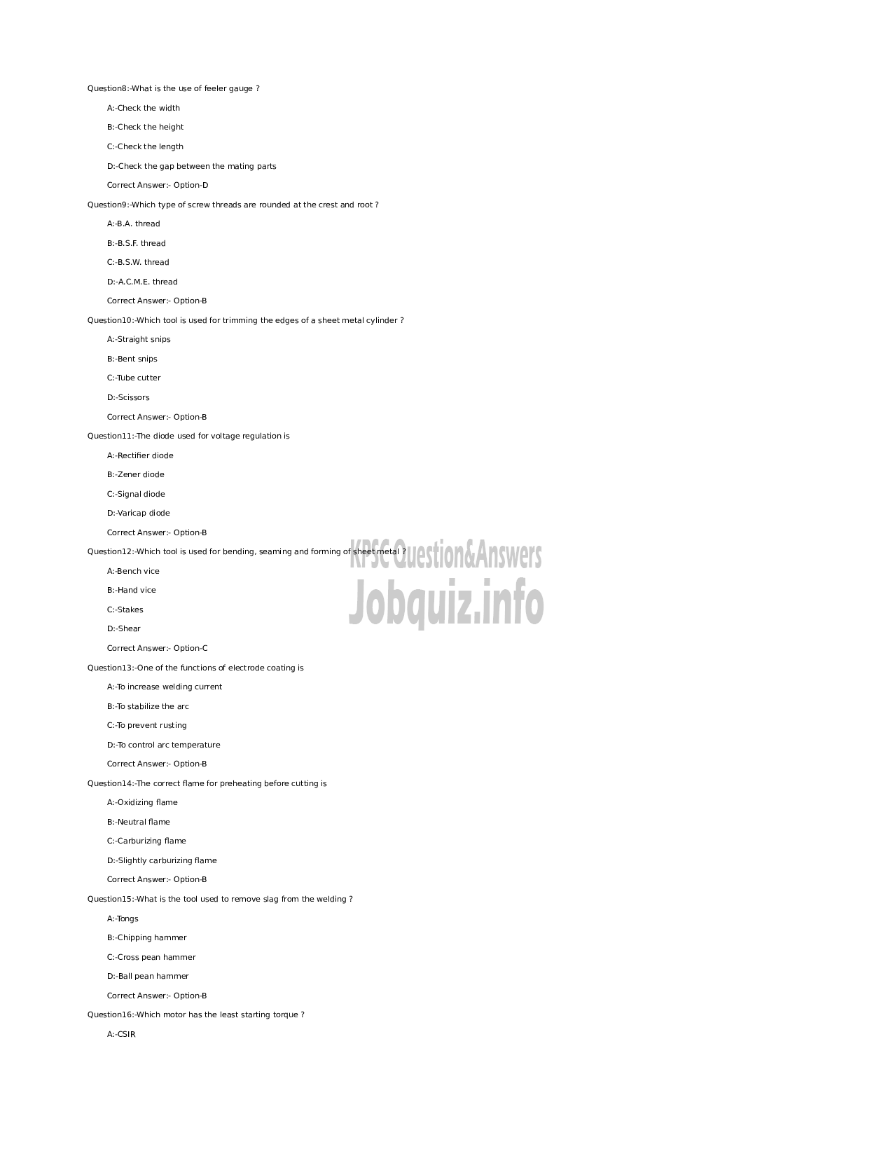 Kerala PSC Question Paper - Technician Grade II (Refrigeration Mechanic) - Kerala Cooperative Milk Marketing Federation Limited-2