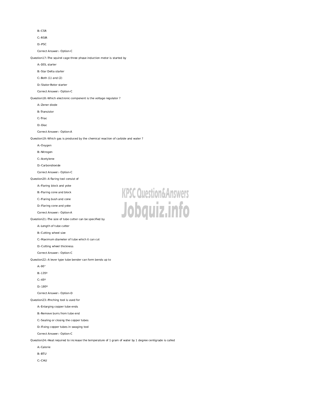 Kerala PSC Question Paper - Technician Grade II (Refrigeration Mechanic) - Kerala Cooperative Milk Marketing Federation Limited-3