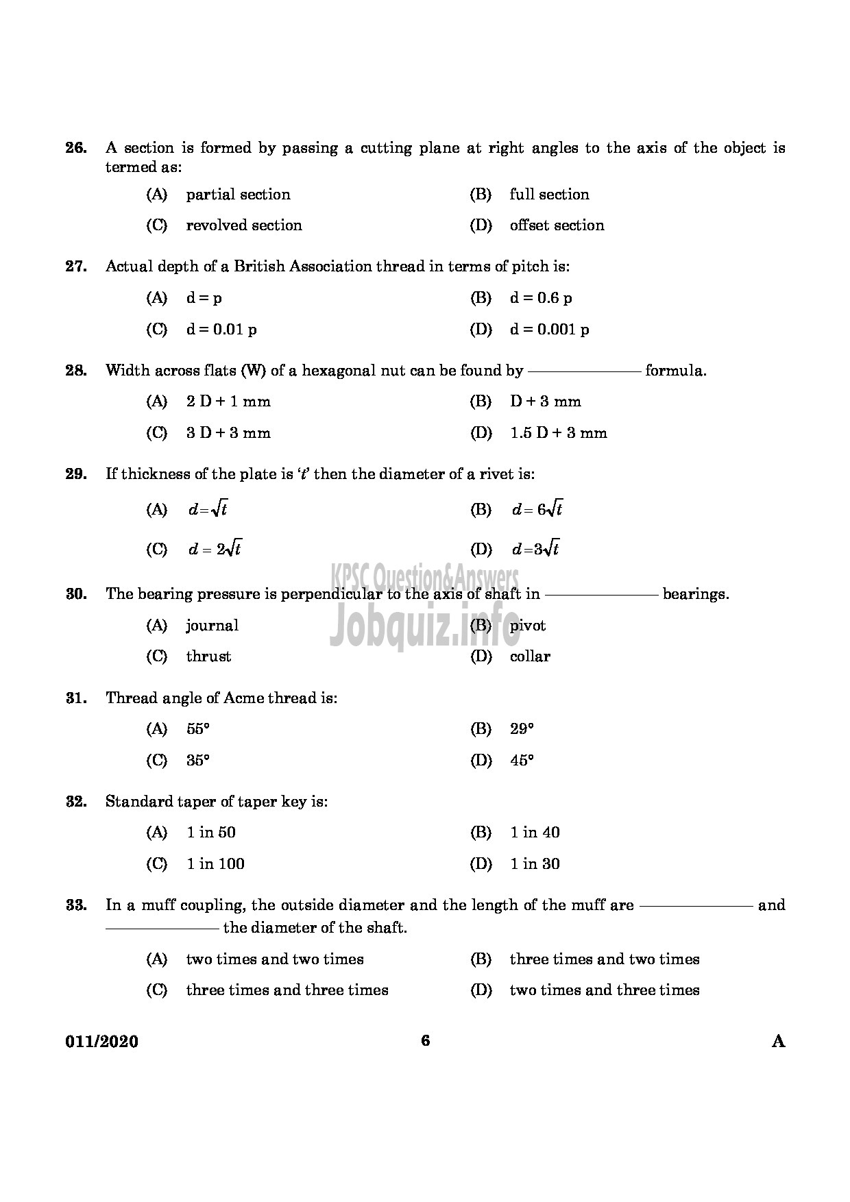Kerala PSC Question Paper - Tracer Grade I Malabar Cements Limited-4