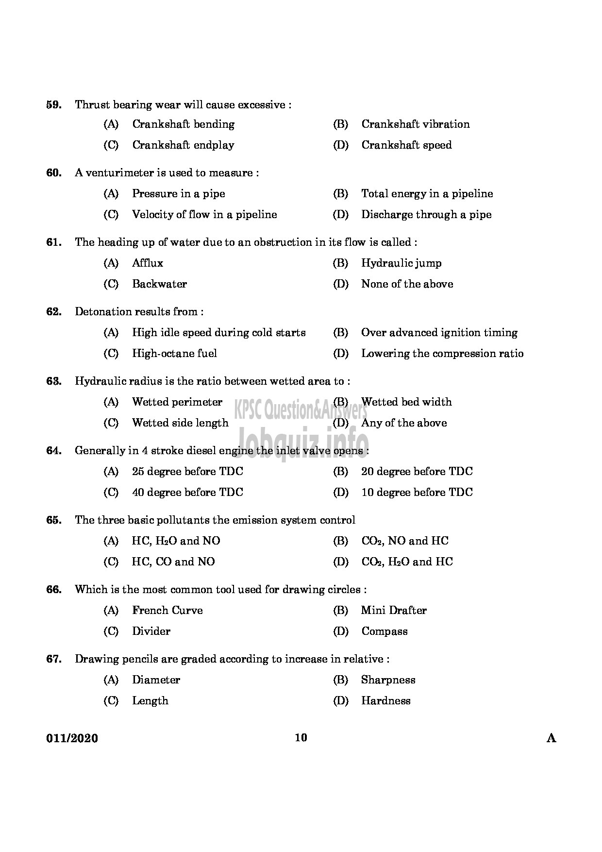 Kerala PSC Question Paper - Tracer Grade I Malabar Cements Limited-8