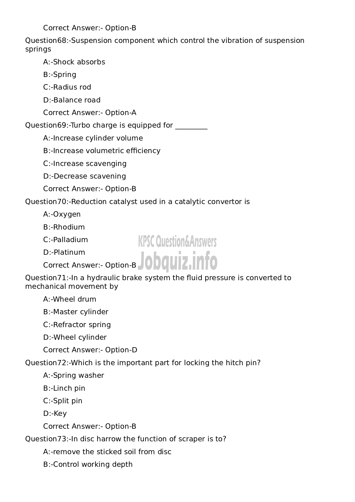 Kerala PSC Question Paper - Tractor Driver-13