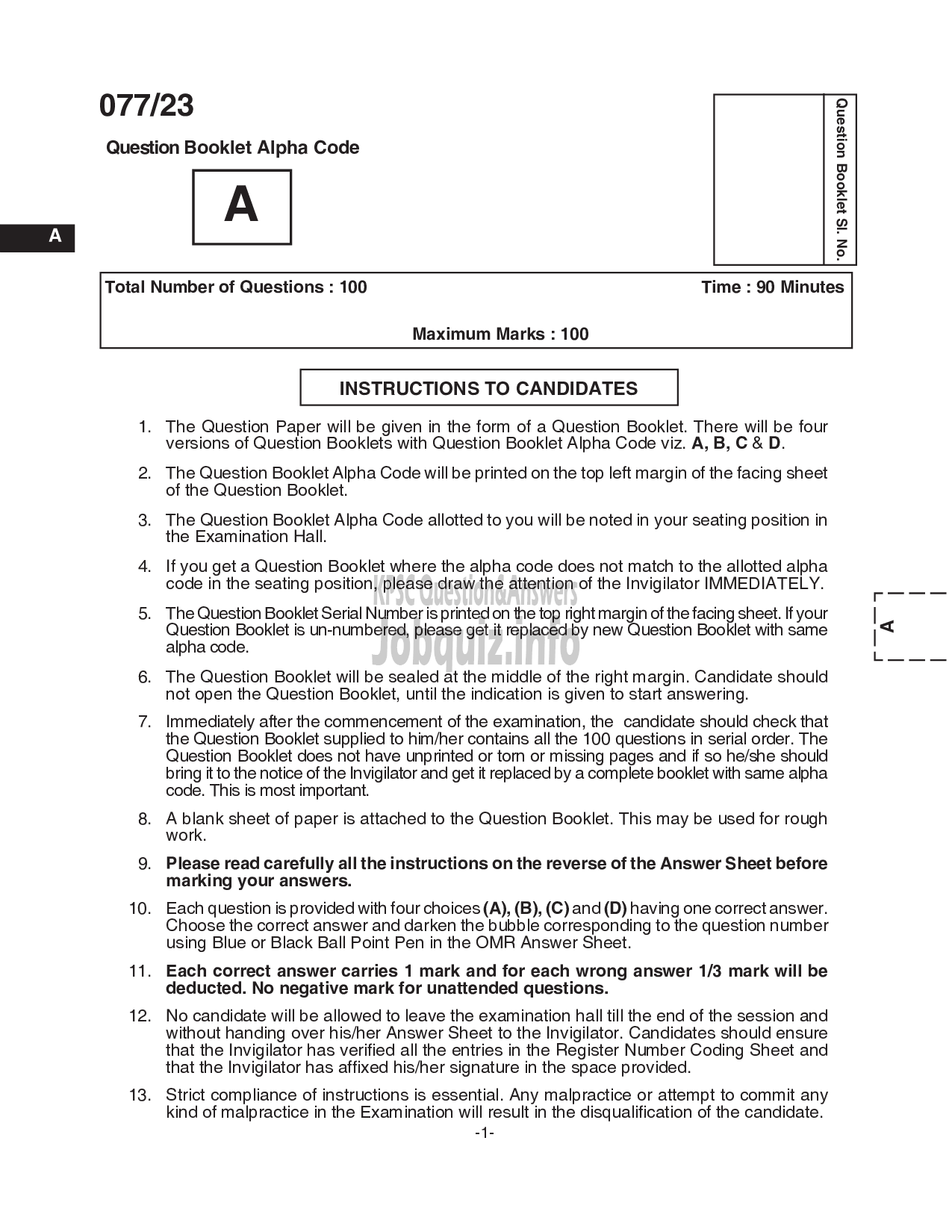 Kerala PSC Question Paper - Tradesman (Electronics andInstrumentation-1