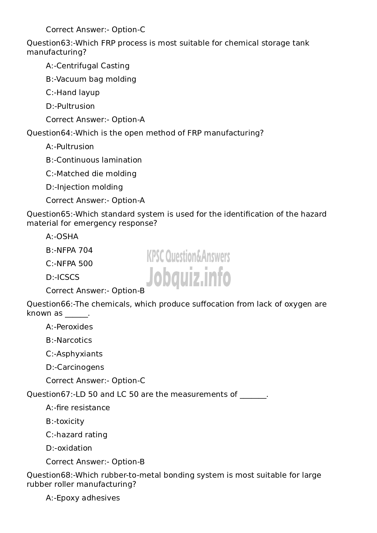 Kerala PSC Question Paper - Tradesman (Polymer Technology)-12