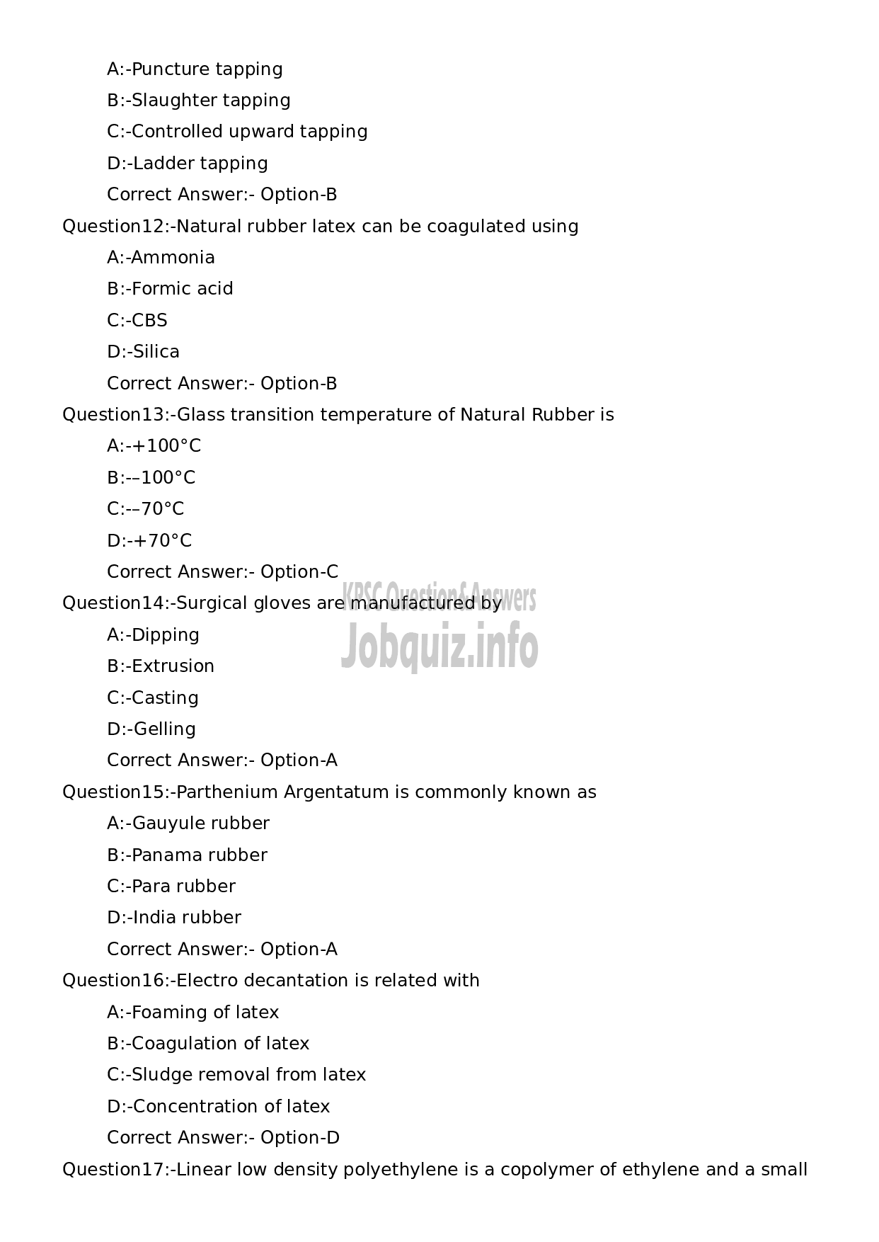 Kerala PSC Question Paper - Tradesman (Polymer Technology)-3