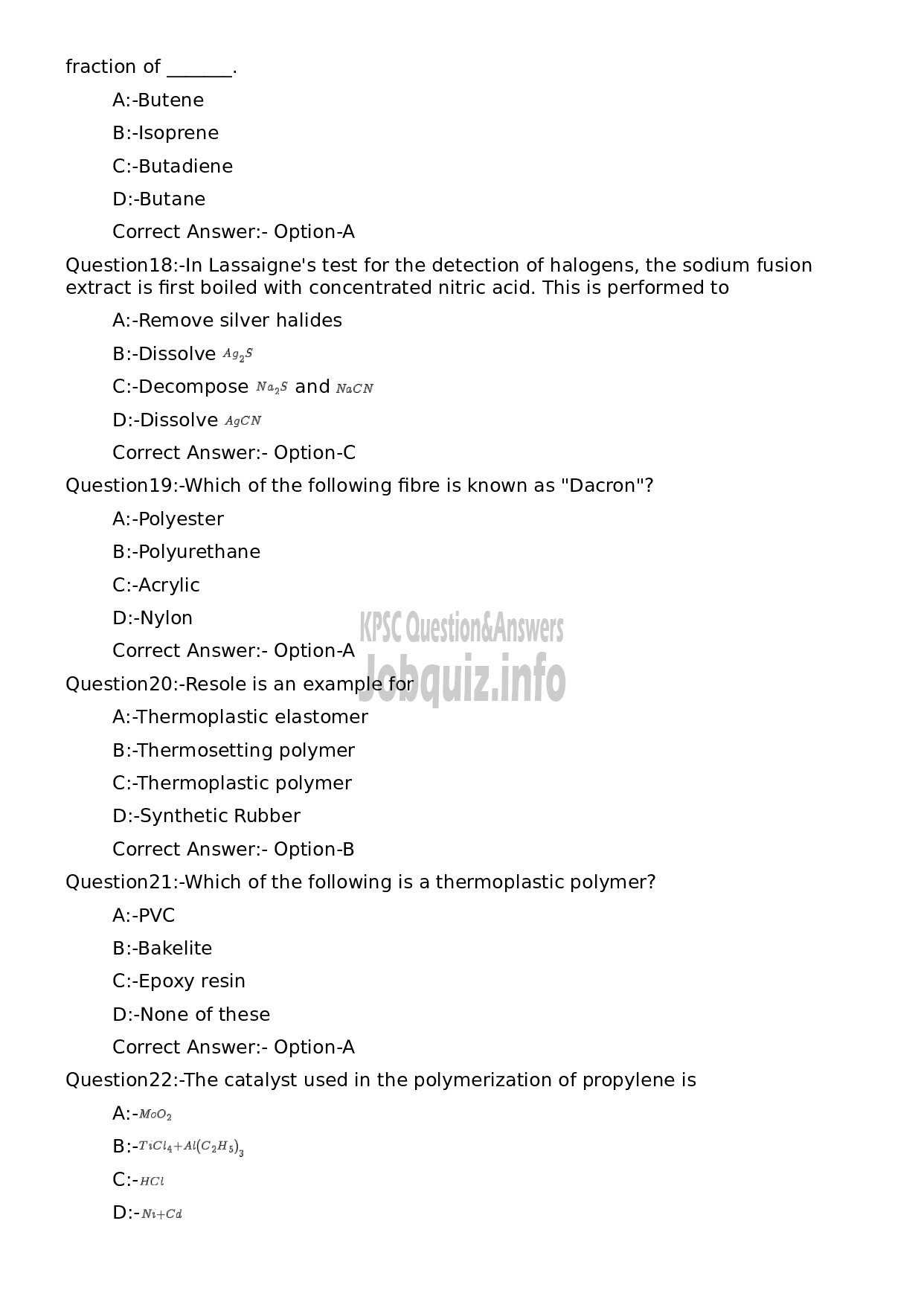 Kerala PSC Question Paper - Tradesman (Polymer Technology)-4