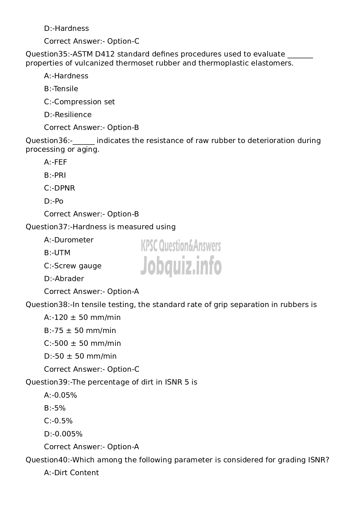 Kerala PSC Question Paper - Tradesman (Polymer Technology)-7