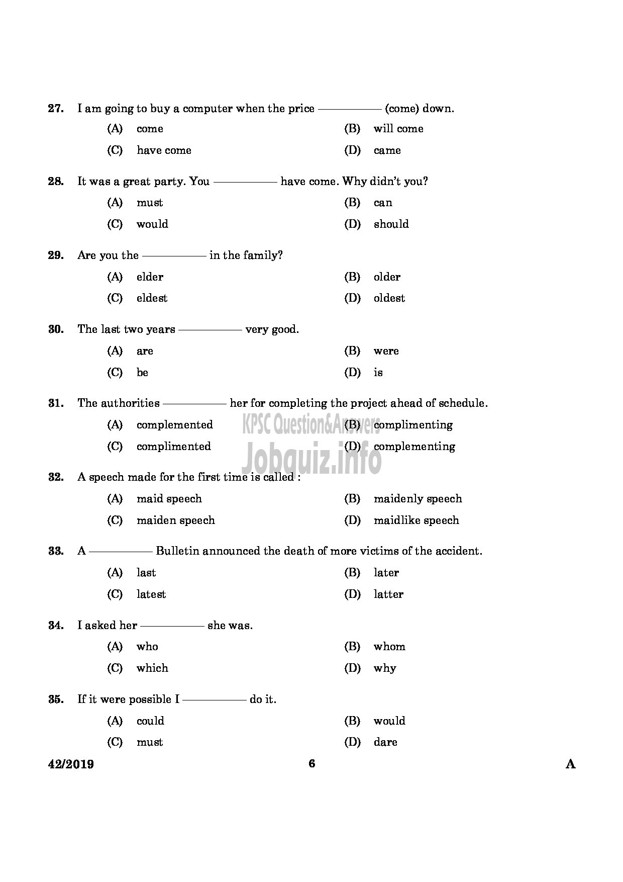 Kerala PSC Question Paper - Translator (Malayalam To English) Advocate General Office English/Malayalam-4