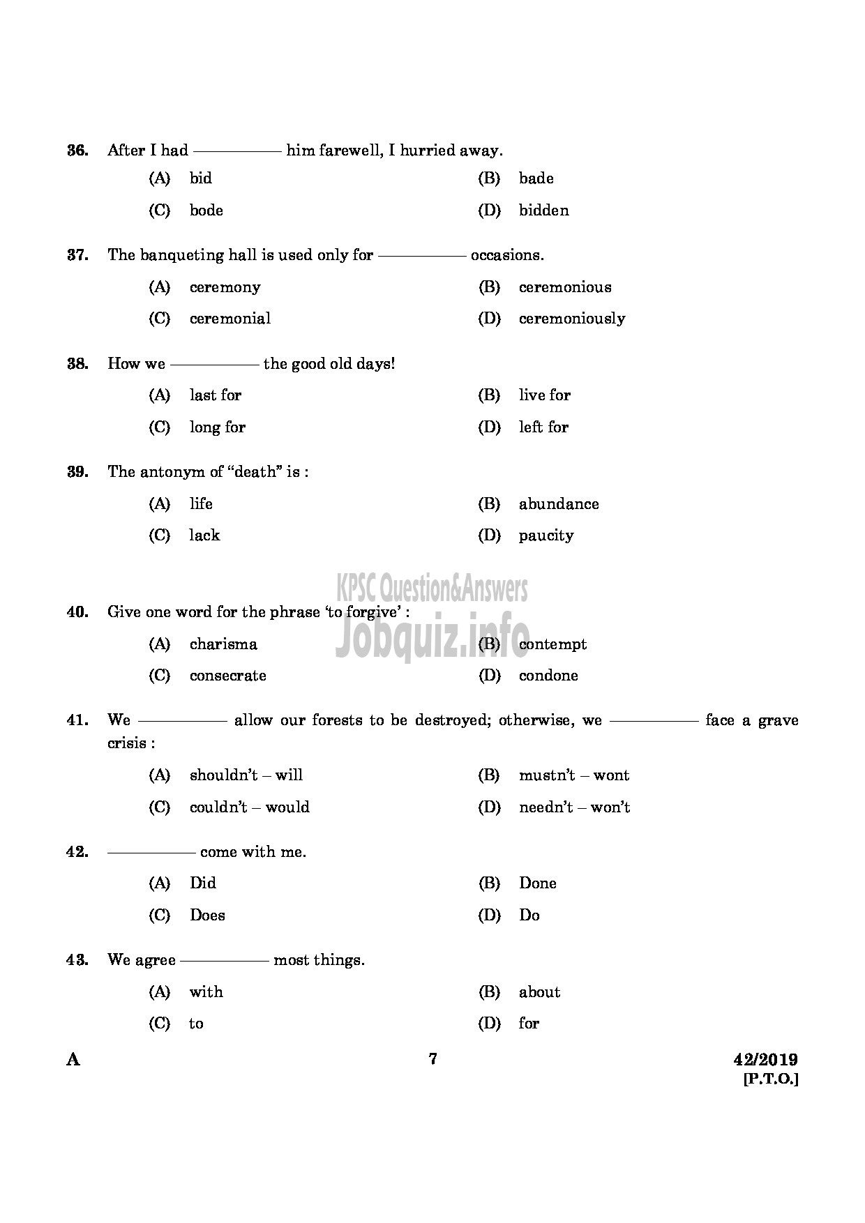 Kerala PSC Question Paper - Translator (Malayalam To English) Advocate General Office English/Malayalam-5