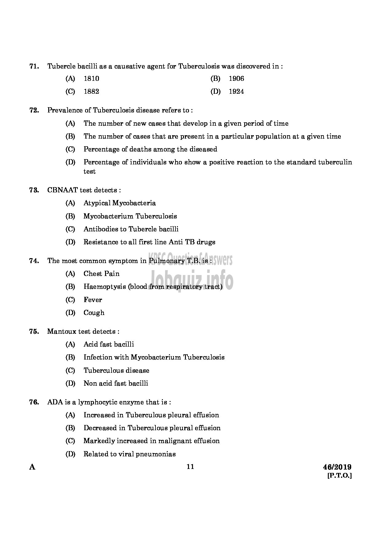 Kerala PSC Question Paper - Treatment Organiser Gr.II Health Services English -9