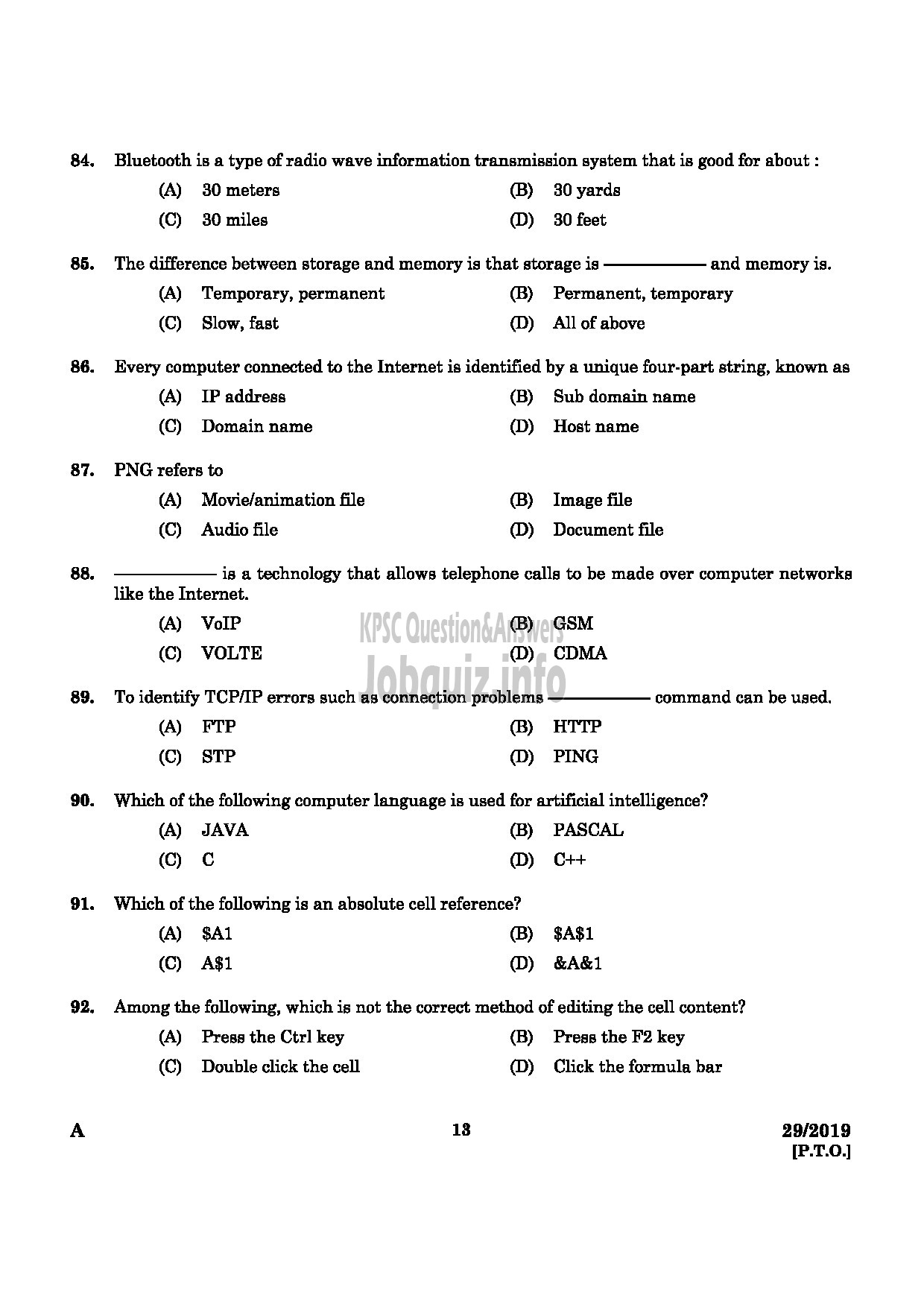 Kerala PSC Question Paper - Typist Grade II Kerala State Development Corporation For SC/ST English -11