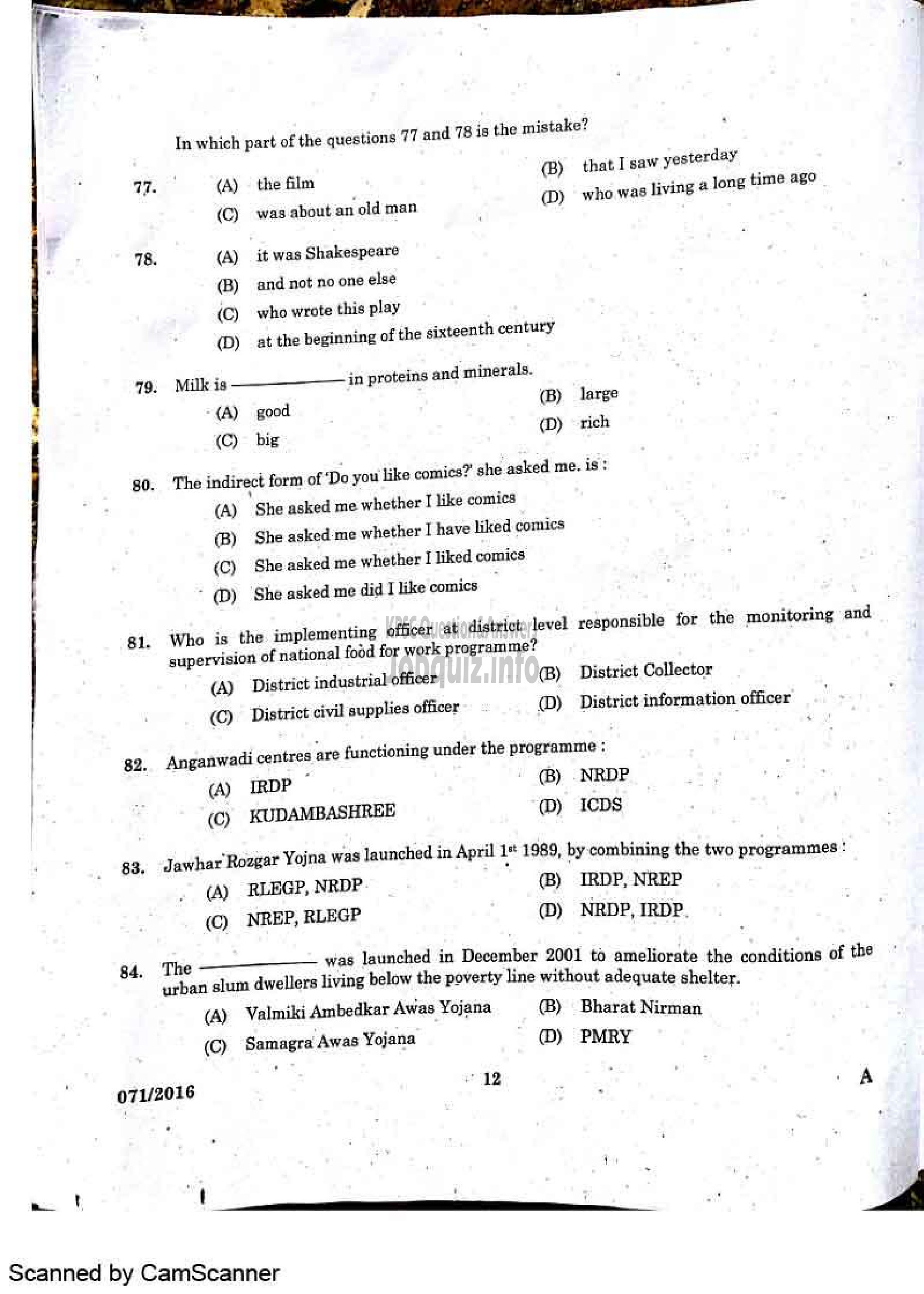 Kerala PSC Question Paper - University Assistant-10