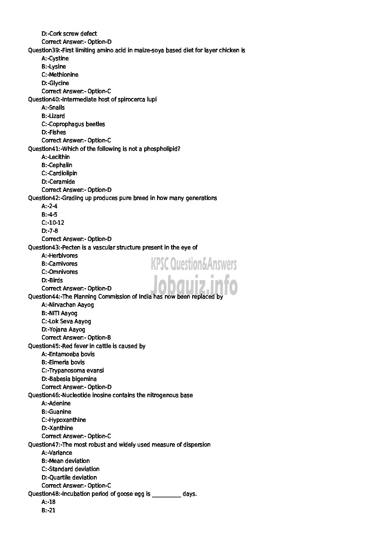 Kerala PSC Question Paper - VETERINARY SURGEN GRADE II ANIMAL HUSBANDRY DEPARTMENT-5