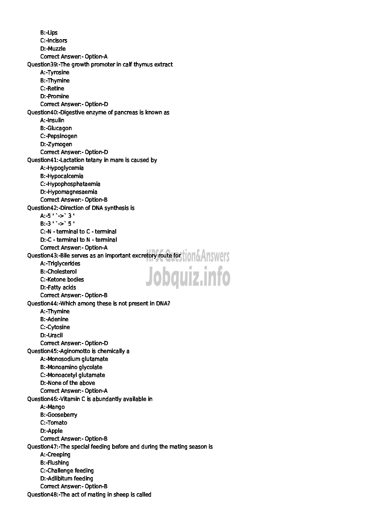 Kerala PSC Question Paper - VETERINARY SURGEON ANIMAL HUSBANDRY-5