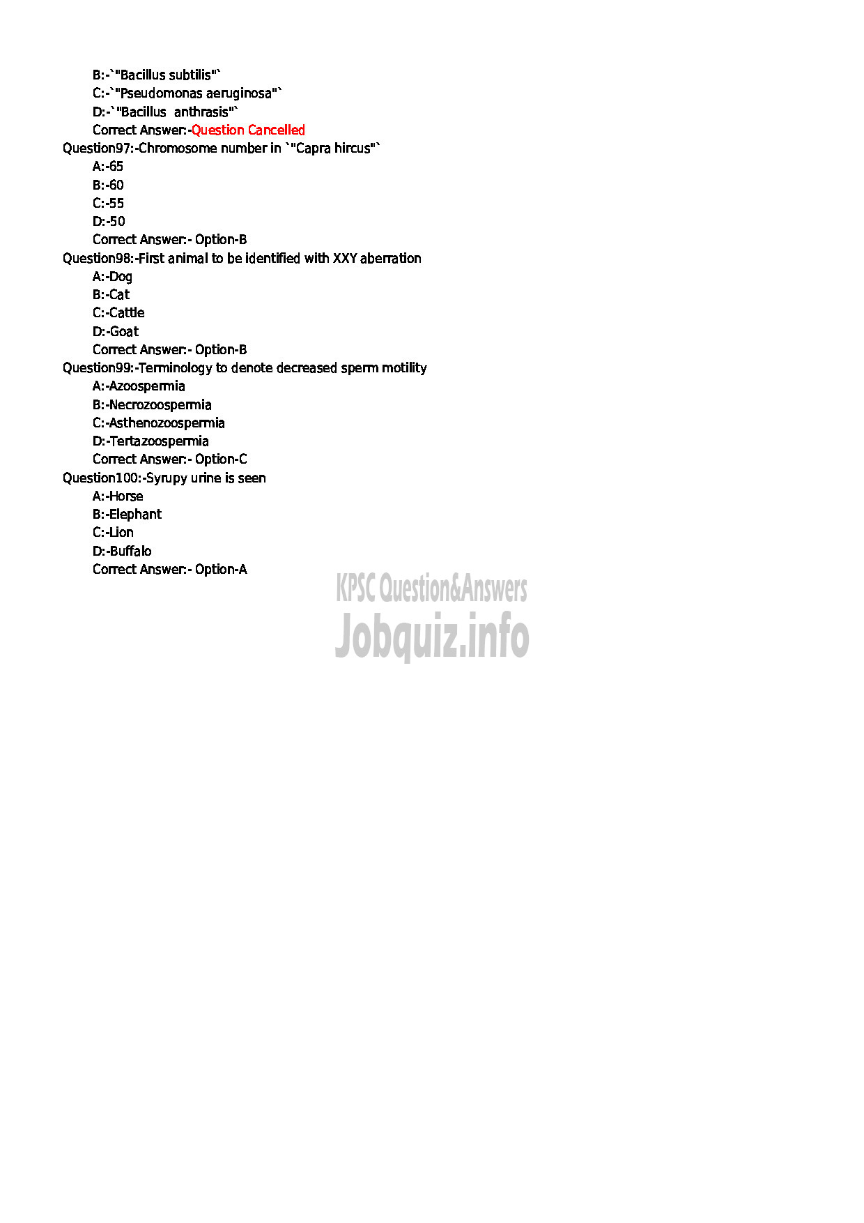 Kerala PSC Question Paper - VETERINARY SURGEON KERALA MUNICIPAL COMMON SERVICE-11