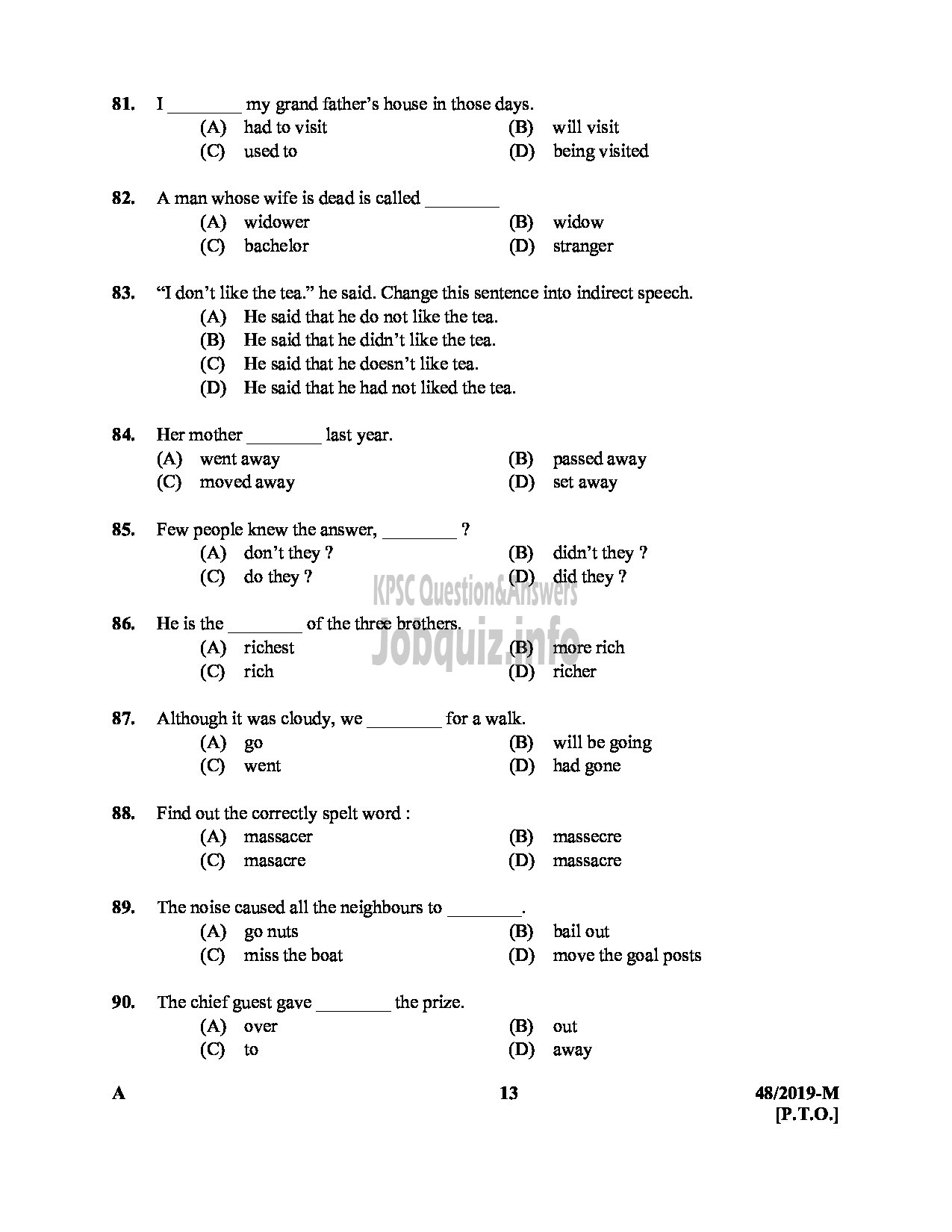 Kerala PSC Question Paper - VILLAGE EXTENSION OFFICER GR II RURAL DEVELOPMENTMalayalam -13