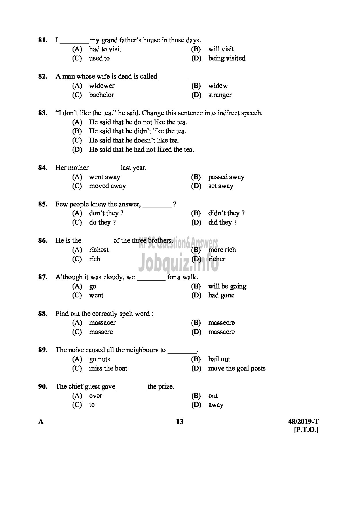 Kerala PSC Question Paper - VILLAGE EXTENSION OFFICER GR II RURAL DEVELOPMENT Tamil -13