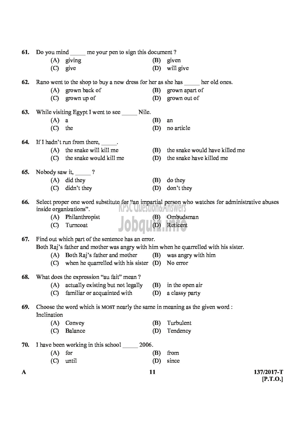 Village Field Assistant Revenue Kollam Ernakulam Malappuram Kasaragod Medium Of Question Tamil Page 10 Kerala Psc Question Paper