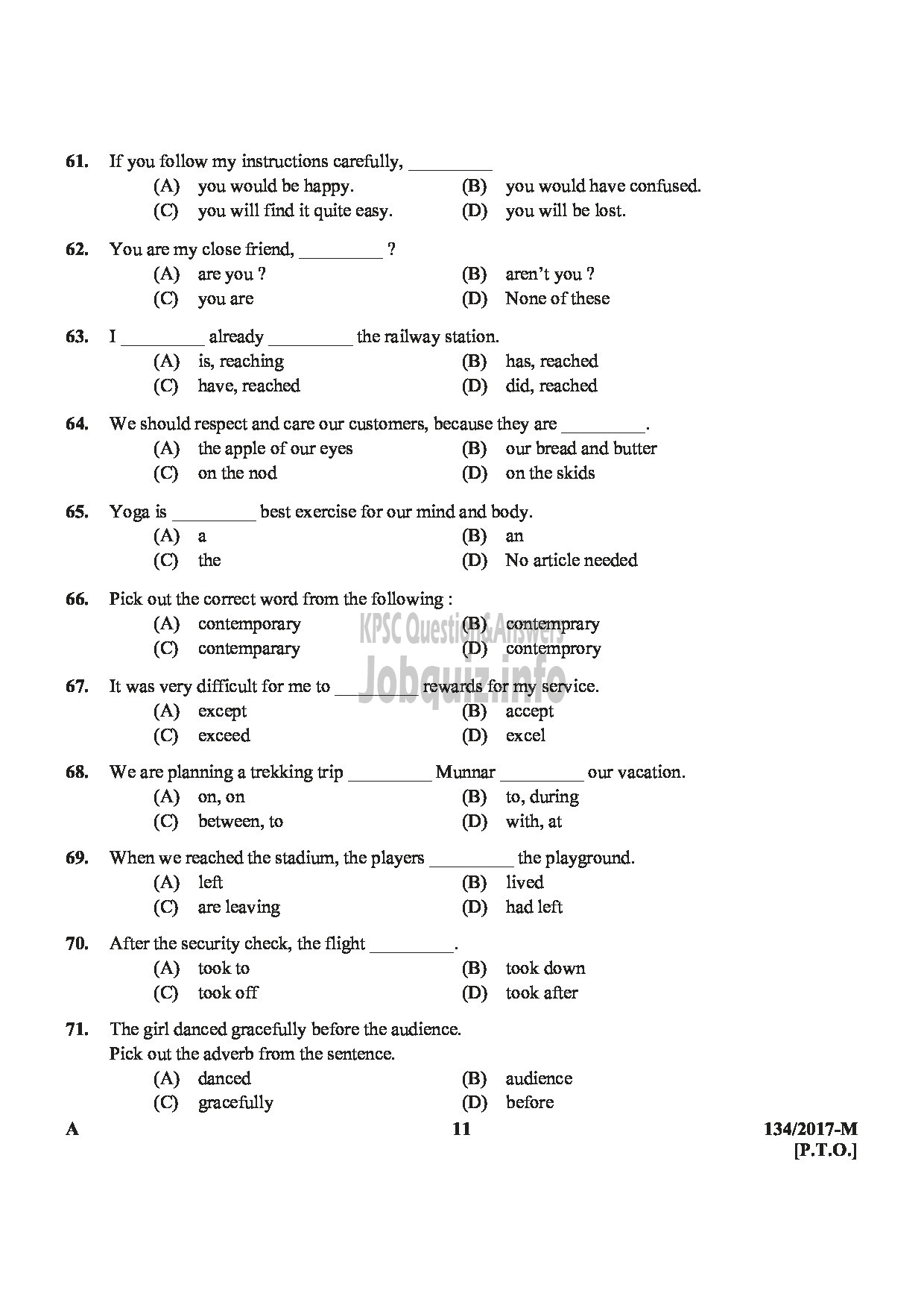 Kerala PSC Question Paper - VILLAGE FIELD ASSISTANT REVENUE THIRUVANANTHAPURAM PATHANAMTHITTA IDUKKI PALAKKAD KOZHIKODE MALAYALAM-11