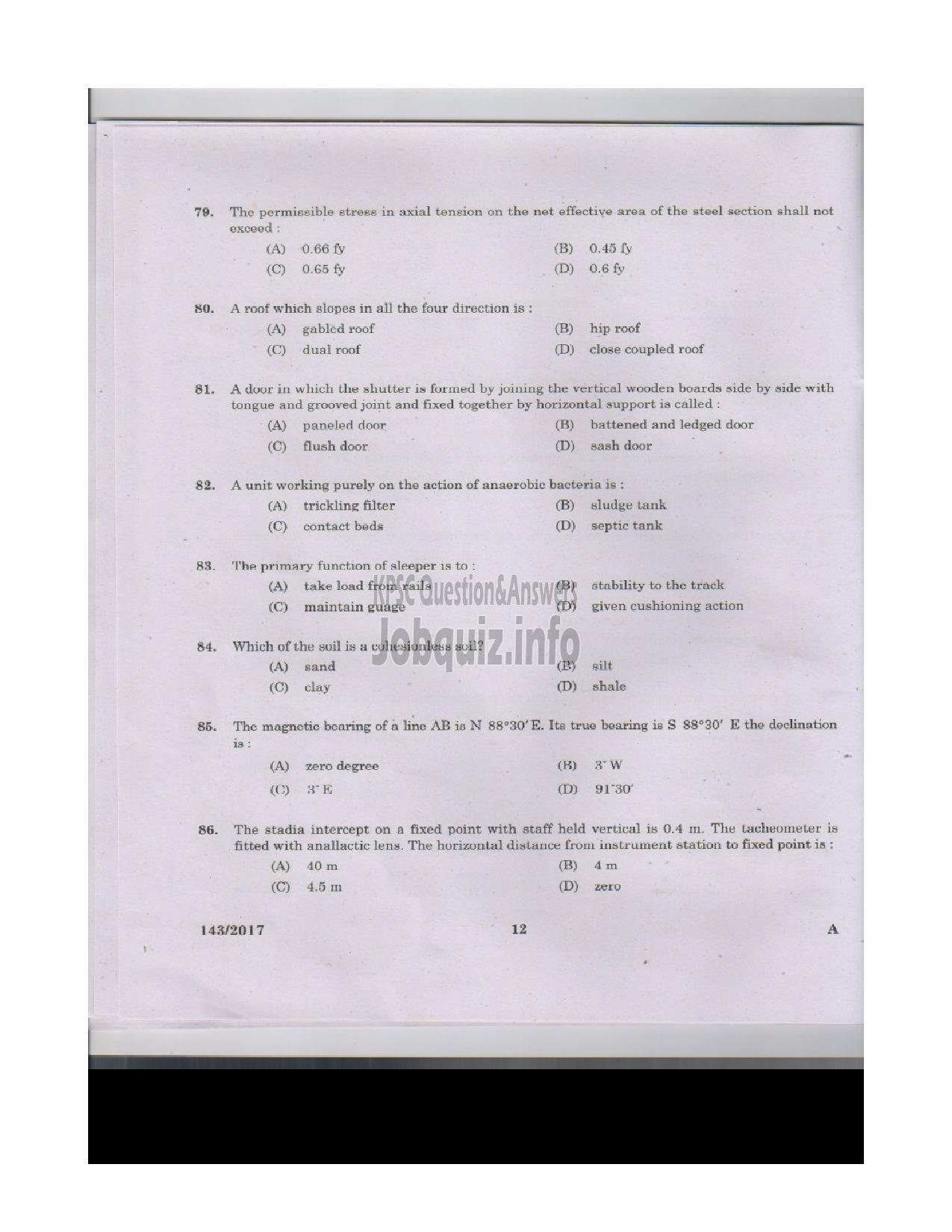 Kerala PSC Question Paper - VOCATIONAL INSTRUCTOR IN CIVIL CONSTRUCTION ANDMAINTENANCE VOCATIONAL HIGHER SECONDARY-11