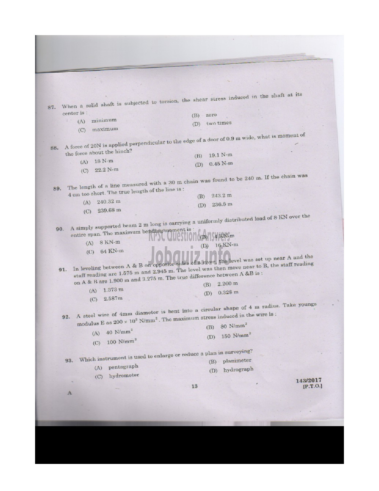 Kerala PSC Question Paper - VOCATIONAL INSTRUCTOR IN CIVIL CONSTRUCTION ANDMAINTENANCE VOCATIONAL HIGHER SECONDARY-12