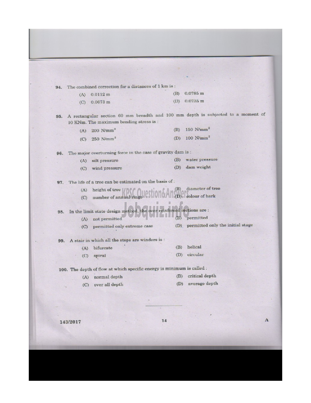 Kerala PSC Question Paper - VOCATIONAL INSTRUCTOR IN CIVIL CONSTRUCTION ANDMAINTENANCE VOCATIONAL HIGHER SECONDARY-13