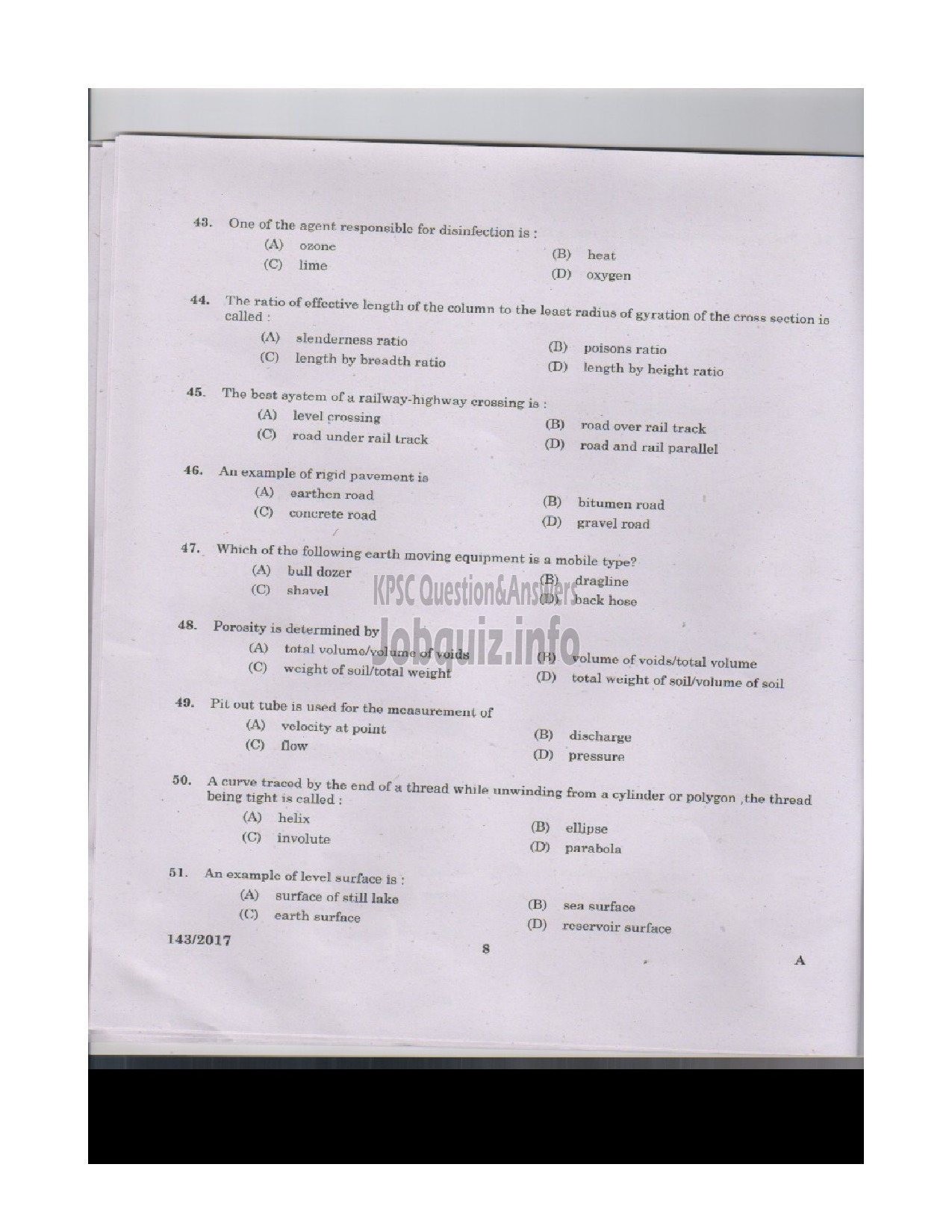 Kerala PSC Question Paper - VOCATIONAL INSTRUCTOR IN CIVIL CONSTRUCTION ANDMAINTENANCE VOCATIONAL HIGHER SECONDARY-7
