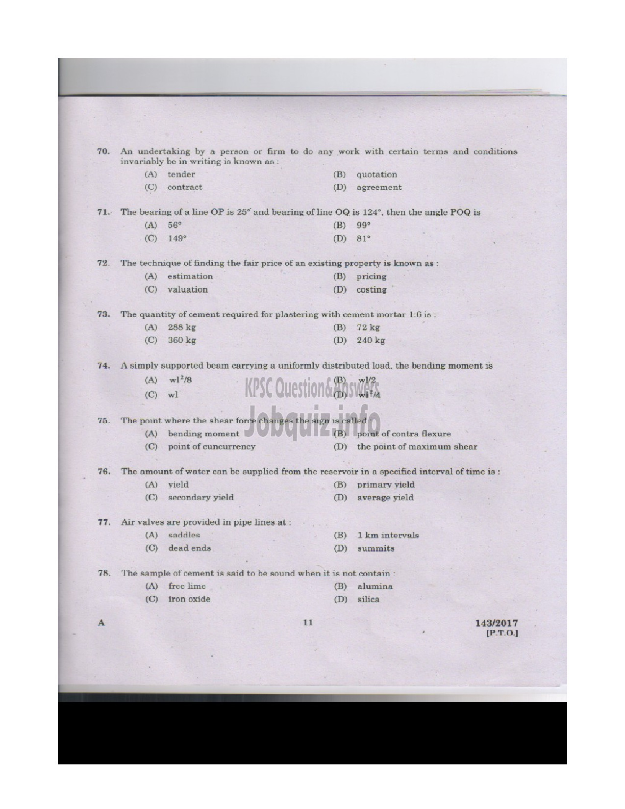 Kerala PSC Question Paper - VOCATIONAL INSTRUCTOR IN CIVIL CONSTRUCTION ANDMAINTENANCE VOCATIONAL HIGHER SECONDARY-10
