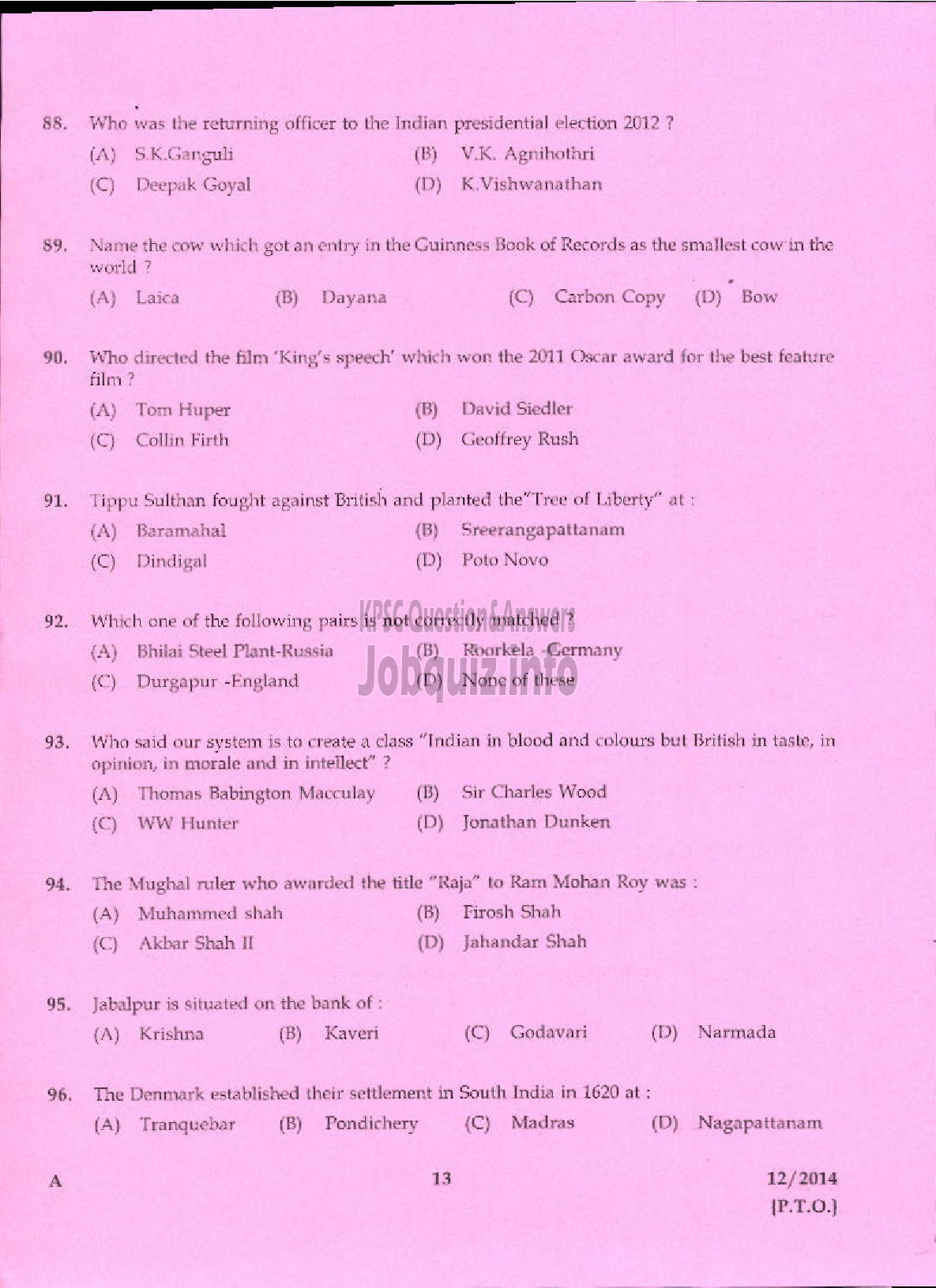Kerala PSC Question Paper - VOCATIONAL INSTRUCTOR IN COMPUTER APPLICATION VHSE-11
