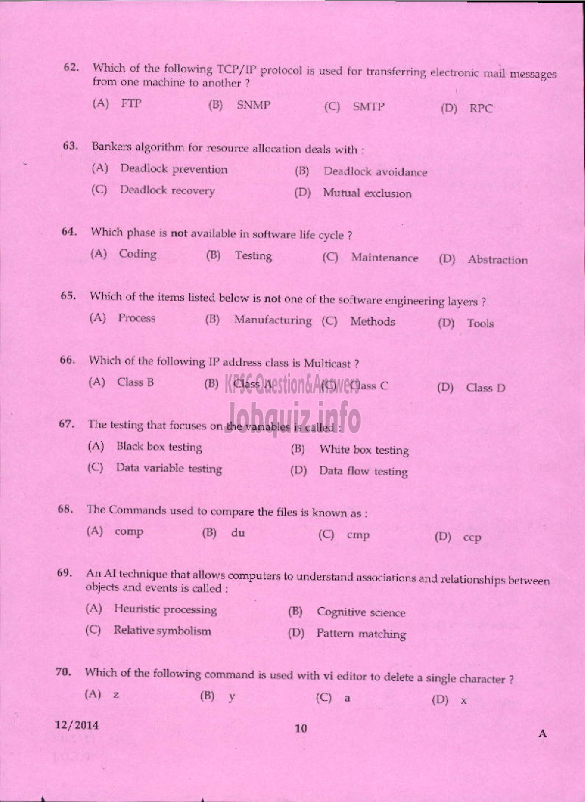 Kerala PSC Question Paper - VOCATIONAL INSTRUCTOR IN COMPUTER APPLICATION VHSE-8