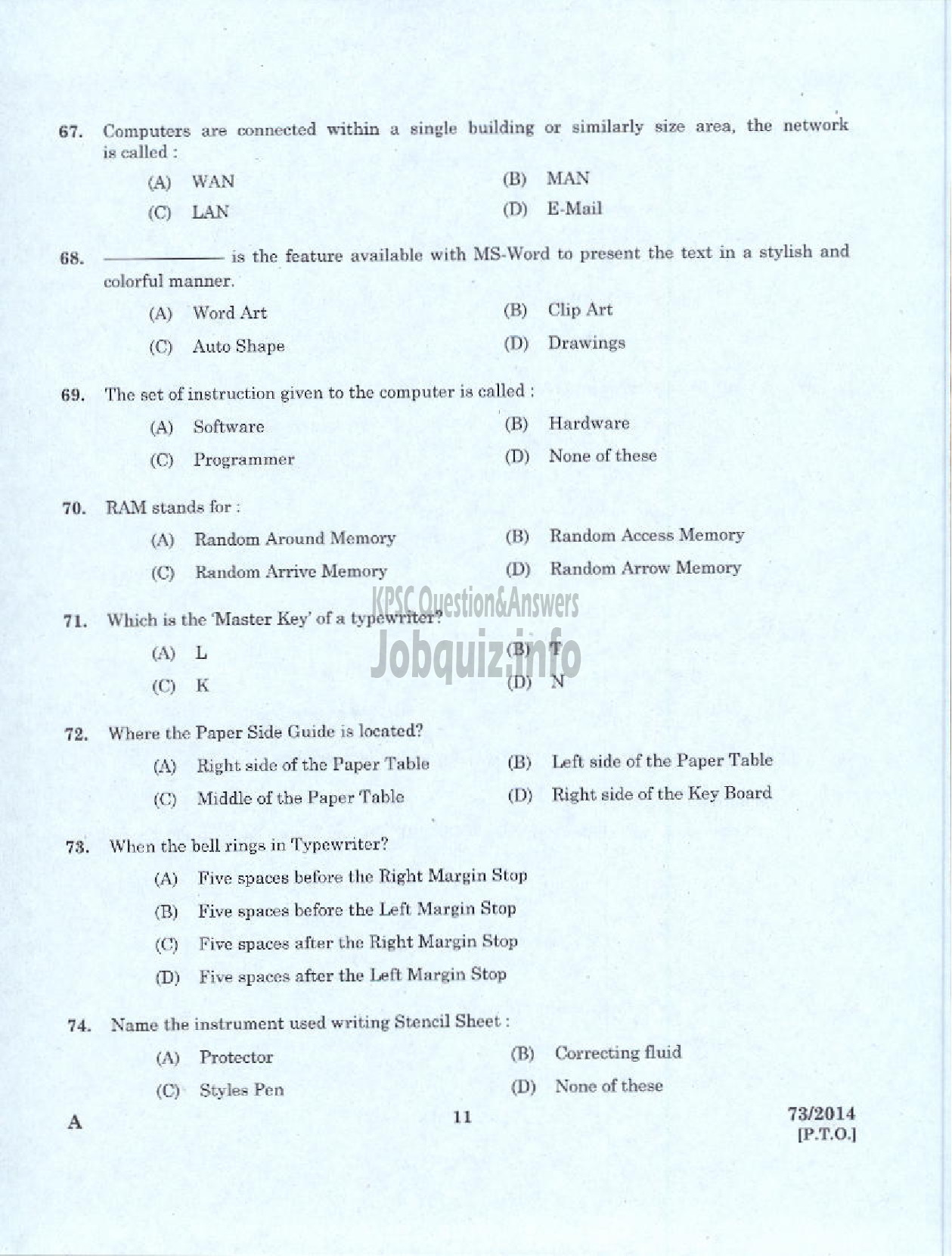 Kerala PSC Question Paper - VOCATIONAL INSTRUCTOR IN GENERAL INSURANCE KVHSE-9