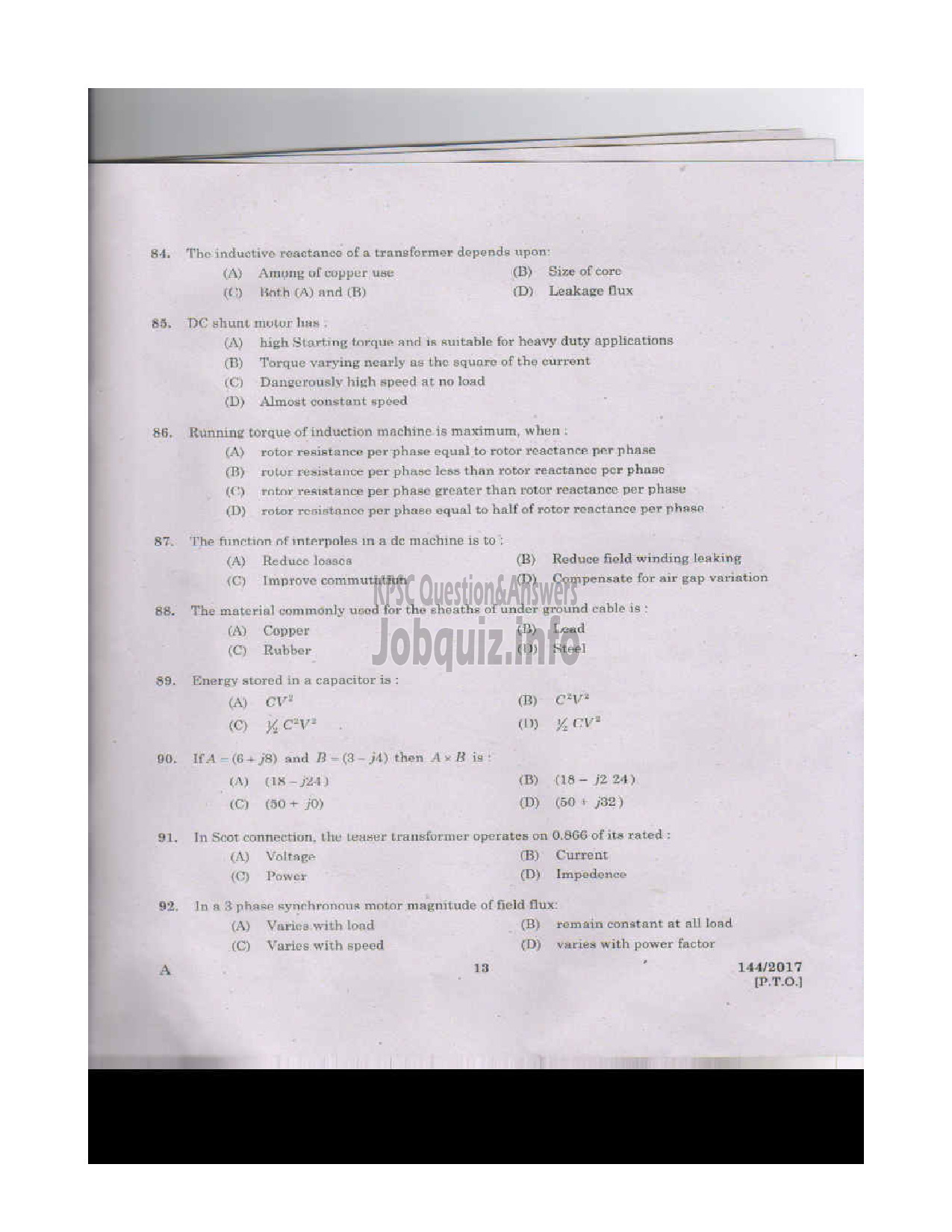 Kerala PSC Question Paper - VOCATIONAL INSTRUCTOR IN MAINTENANCE AND REPAIRS OF DOMESTIC APPLIANCES VOCATIONAL HIGHER SECONDARY EDUCATION DEPARTMENT-12