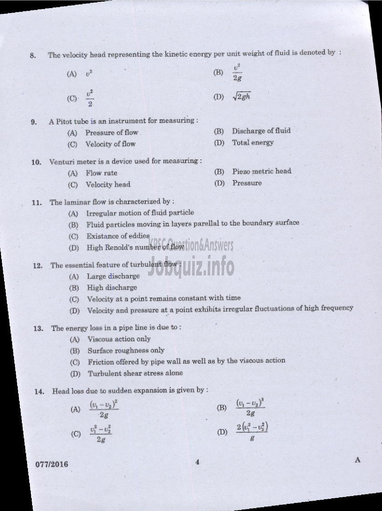 Kerala PSC Question Paper - VOCATIONAL INSTRUCTOR IN MECHANICAL SERVICING AGRO MACHINERY VHSE-2