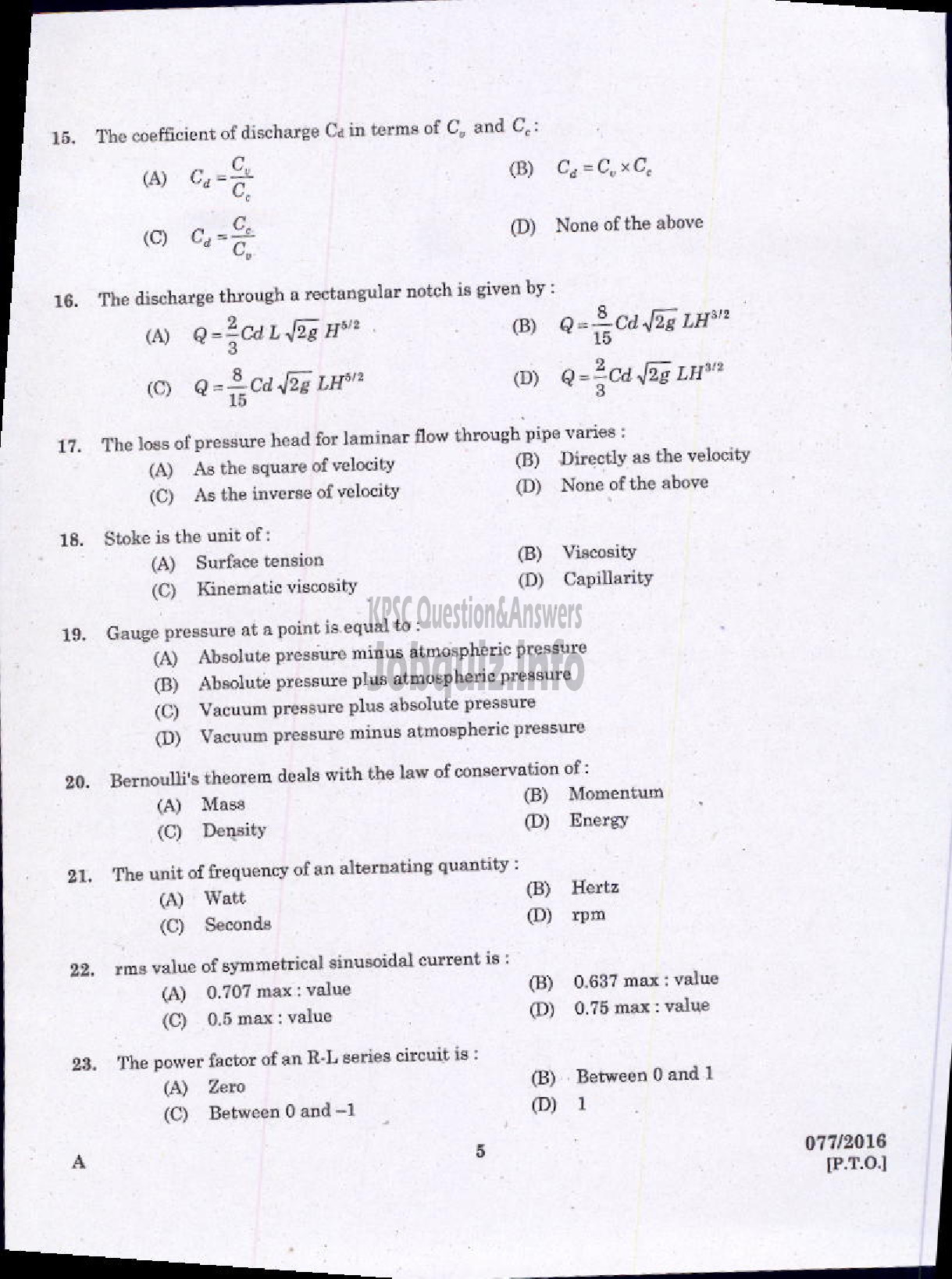 Kerala PSC Question Paper - VOCATIONAL INSTRUCTOR IN MECHANICAL SERVICING AGRO MACHINERY VHSE-3