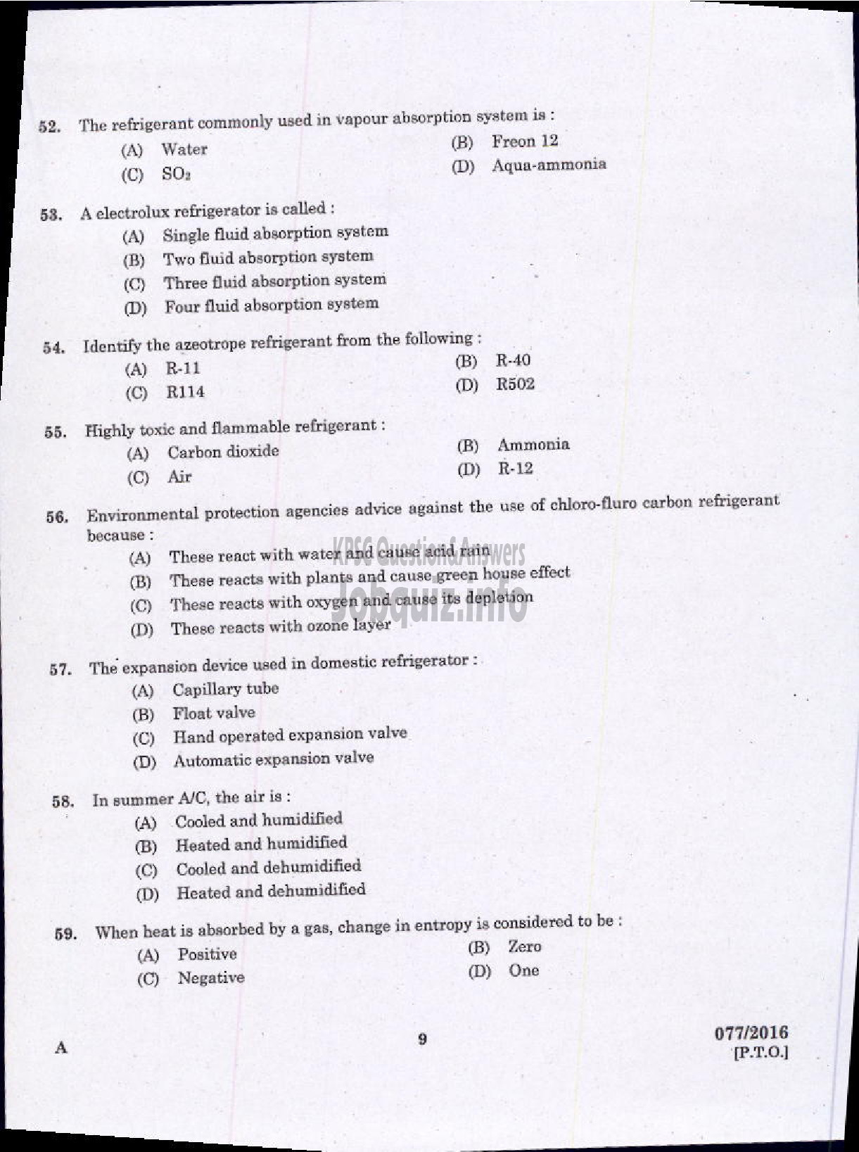 Kerala PSC Question Paper - VOCATIONAL INSTRUCTOR IN MECHANICAL SERVICING AGRO MACHINERY VHSE-7