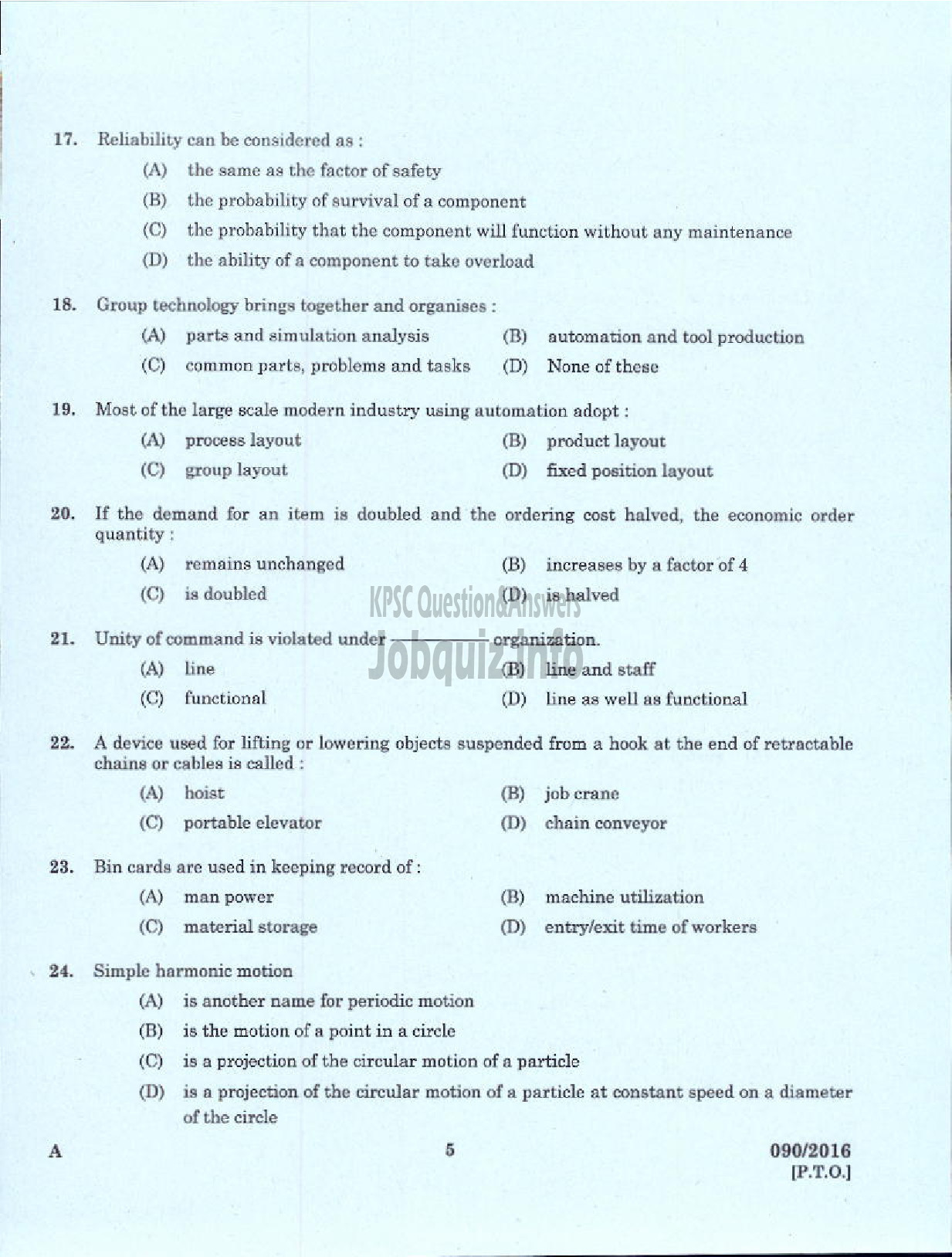 Kerala PSC Question Paper - VOCATIONAL INSTRUCTOR IN REFRIGERATION AND AIR CONDITIONING VHSE-3