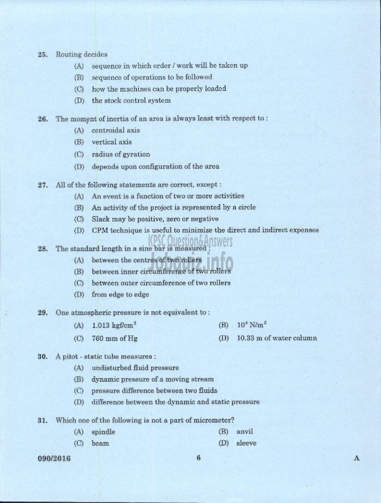 Kerala PSC Question Paper - VOCATIONAL INSTRUCTOR IN REFRIGERATION AND AIR CONDITIONING VHSE-4