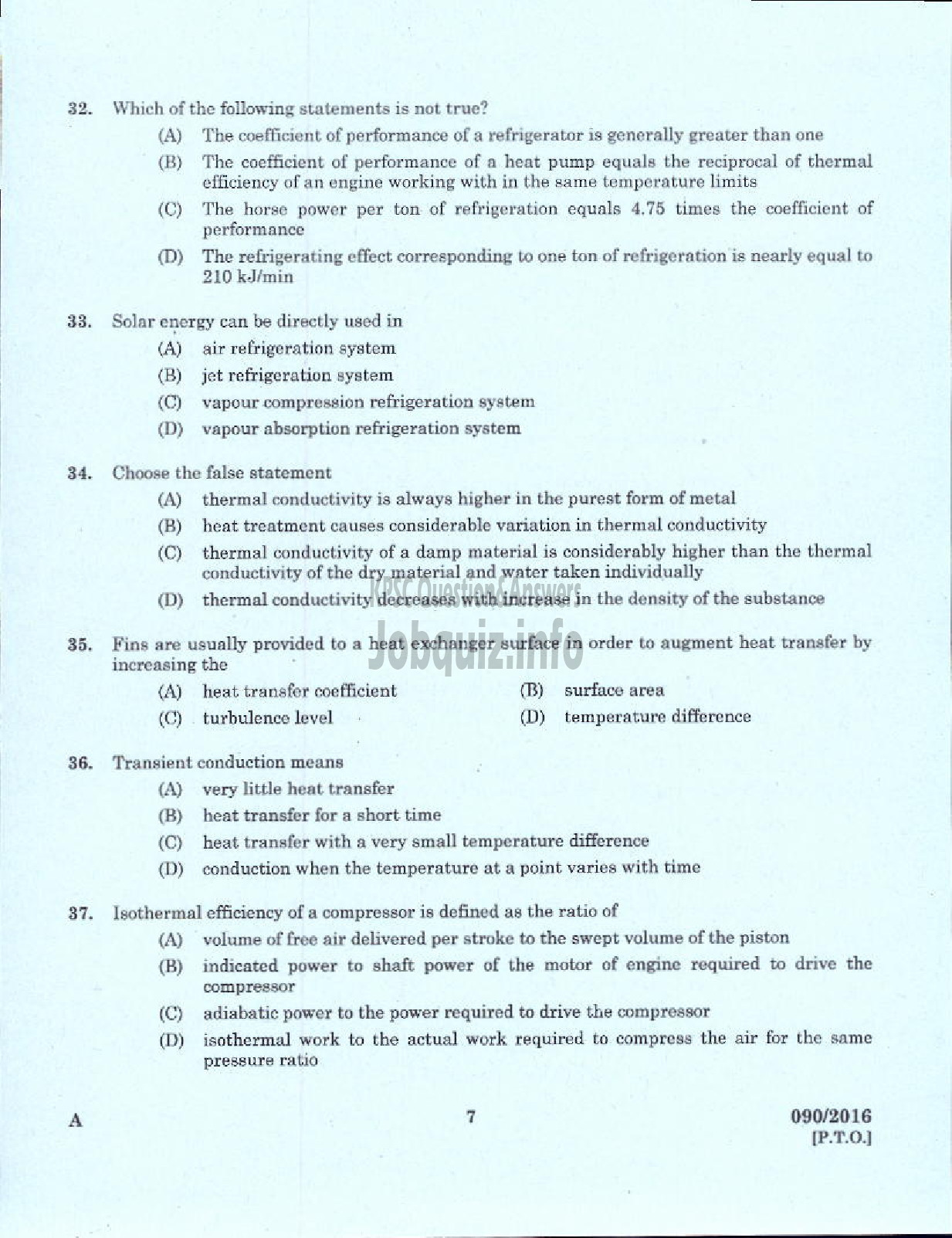 Kerala PSC Question Paper - VOCATIONAL INSTRUCTOR IN REFRIGERATION AND AIR CONDITIONING VHSE-5