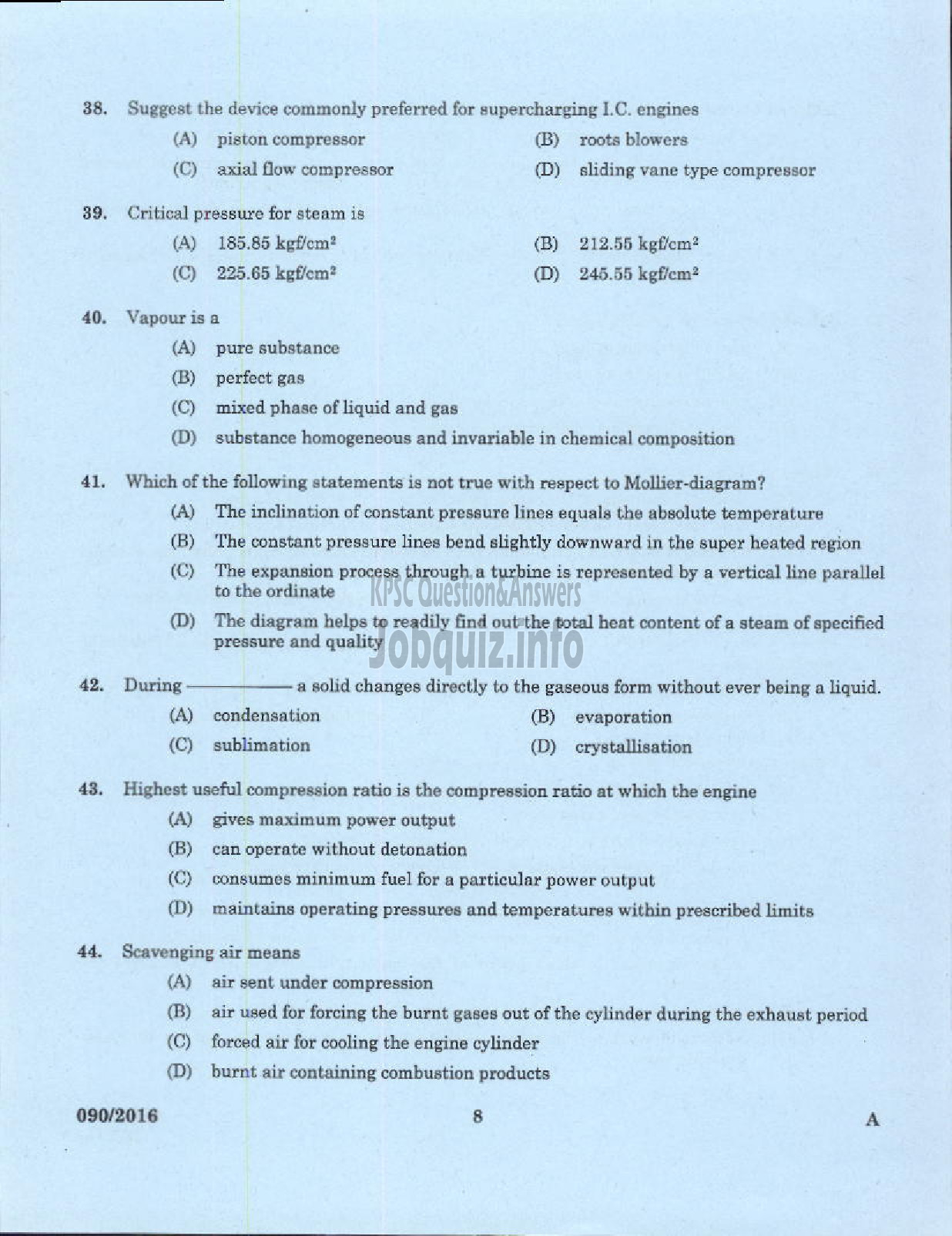 Kerala PSC Question Paper - VOCATIONAL INSTRUCTOR IN REFRIGERATION AND AIR CONDITIONING VHSE-6