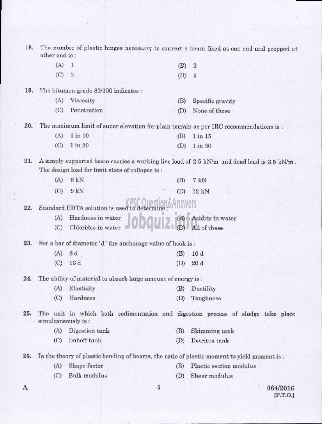 Kerala PSC Question Paper - VOCATIONAL TEACHER CIVIL CONSTRUCTION AND MAINTENANCE VHSE-3