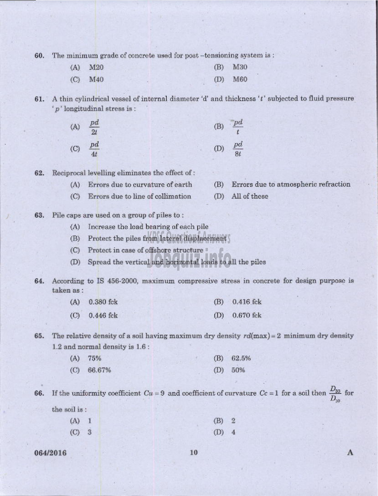 Kerala PSC Question Paper - VOCATIONAL TEACHER CIVIL CONSTRUCTION AND MAINTENANCE VHSE-8