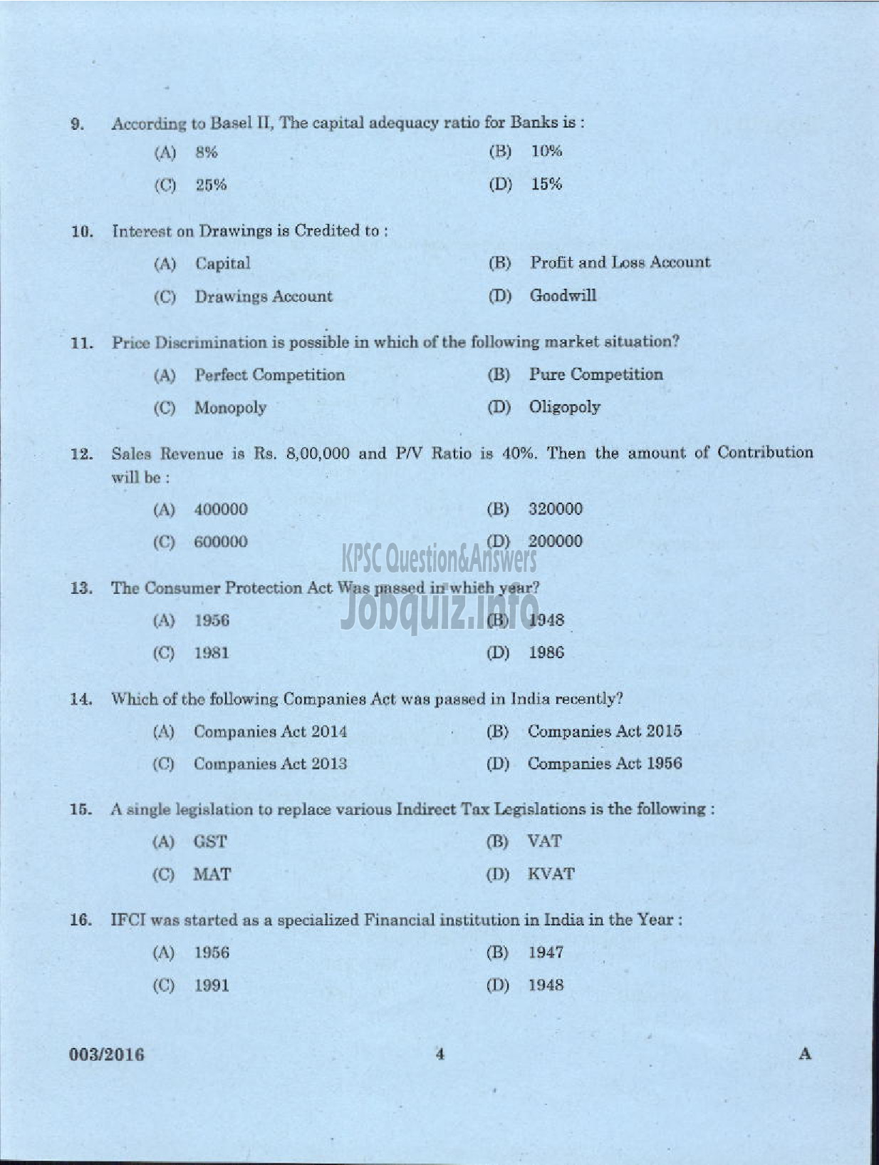 Kerala PSC Question Paper - VOCATIONAL TEACHER IN ACCOUNTANCY AND AUDTING VHSE-2