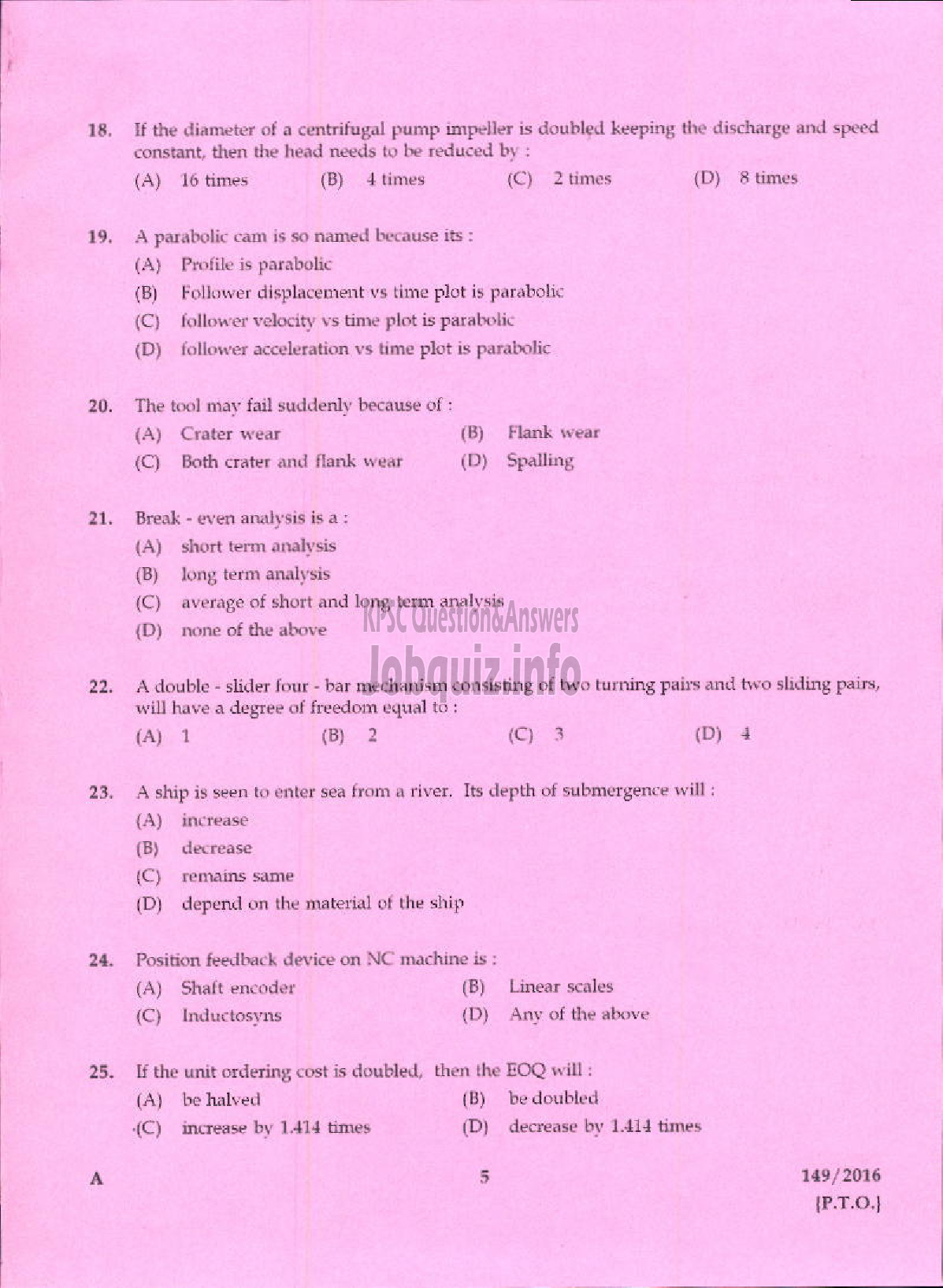 Kerala PSC Question Paper - VOCATIONAL TEACHER MAINTENANCE AND REPAIRS OF AUTOMOBILES KVHSE-3