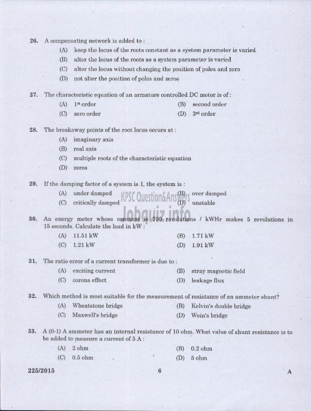 Kerala PSC Question Paper - VOCATIONAL TEACHER MAINTENANCE AND REPAIRS OF DOMESTIC APPLIANCES VHSE-4