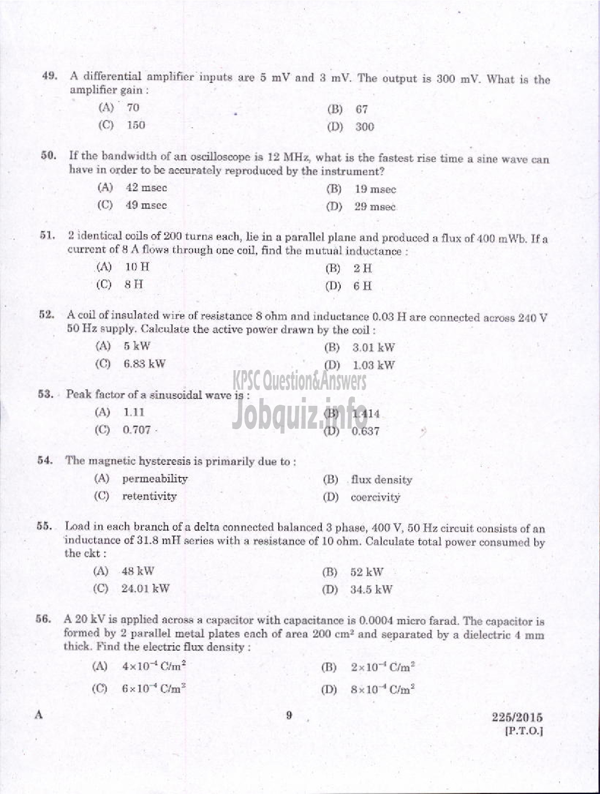 Kerala PSC Question Paper - VOCATIONAL TEACHER MAINTENANCE AND REPAIRS OF DOMESTIC APPLIANCES VHSE-7