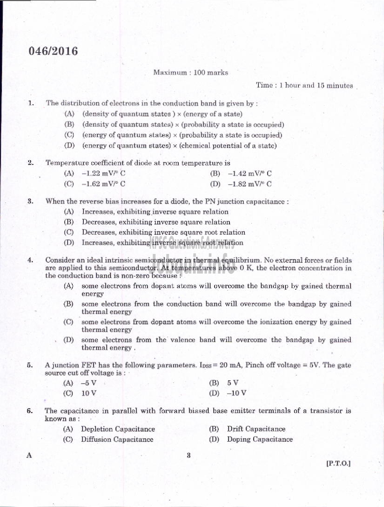 Kerala PSC Question Paper - VOCATIONAL TEACHER MAINTENANCE AND REPAIRS OF RADIO AND TELEVISION-1