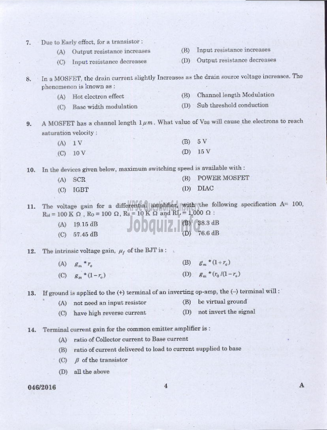 Kerala PSC Question Paper - VOCATIONAL TEACHER MAINTENANCE AND REPAIRS OF RADIO AND TELEVISION-2